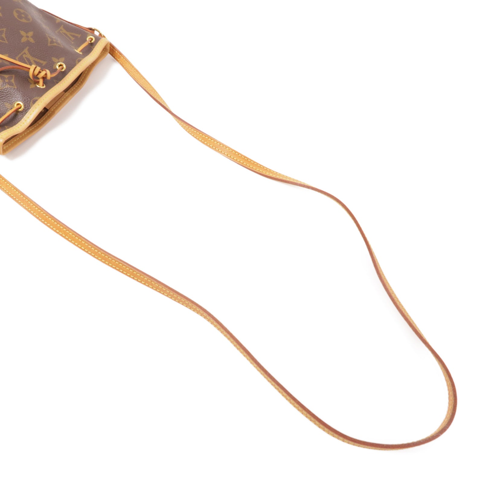 LOUIS VUITTON Monogram Nano Noe金扣肩背袋棕色