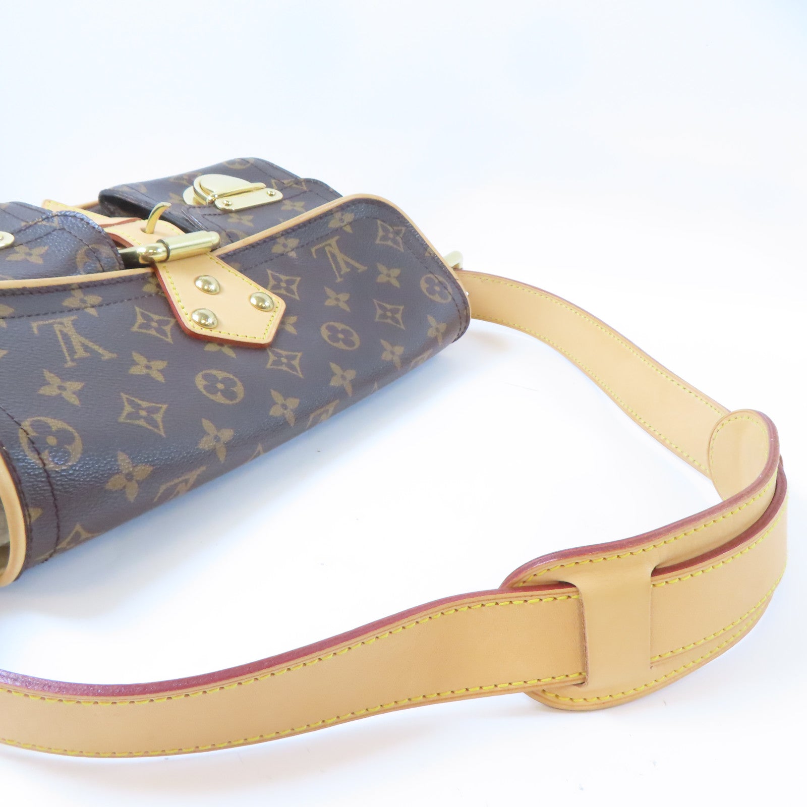 LOUIS VUITTON Monogram Hudson PM金扣肩背袋啡色