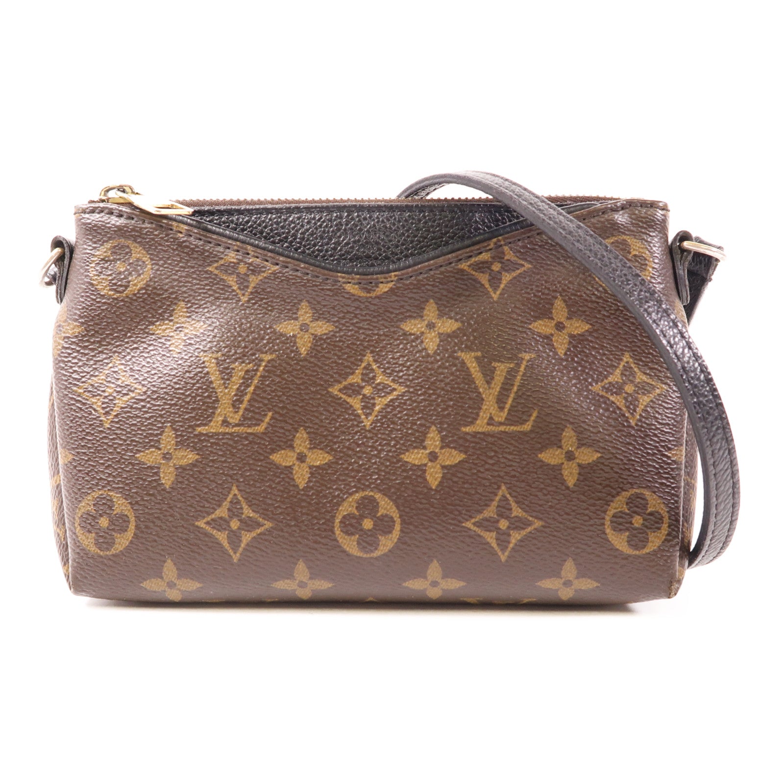 LOUIS VUITTON LV GHW Pallas Clutch Shoulder Bag M41639 Monogram Brown/Black