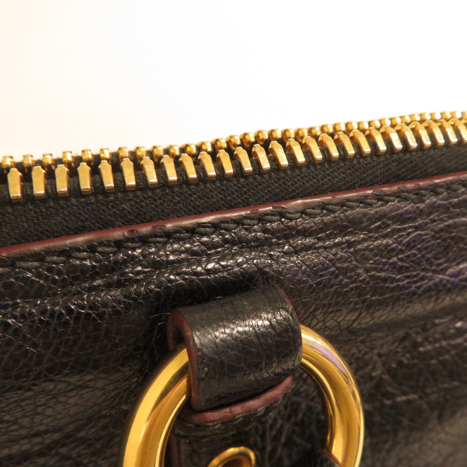 Miu Miu 【激減優惠】牛皮皮革Tote Bag金扣手挽肩背兩用袋黑色