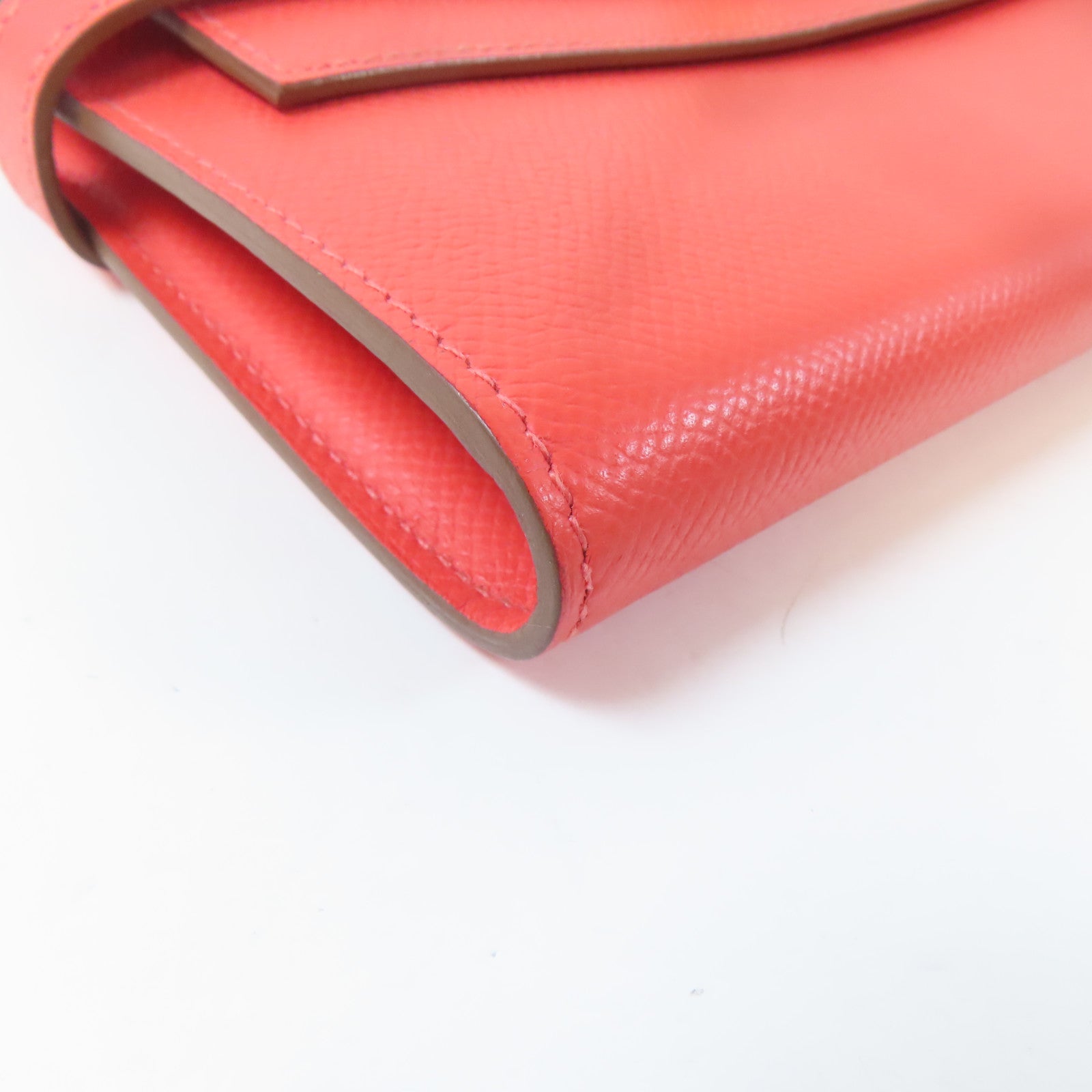 HERMES Epsom皮革Kelly Wallet金扣長錢包Rose Jaipur