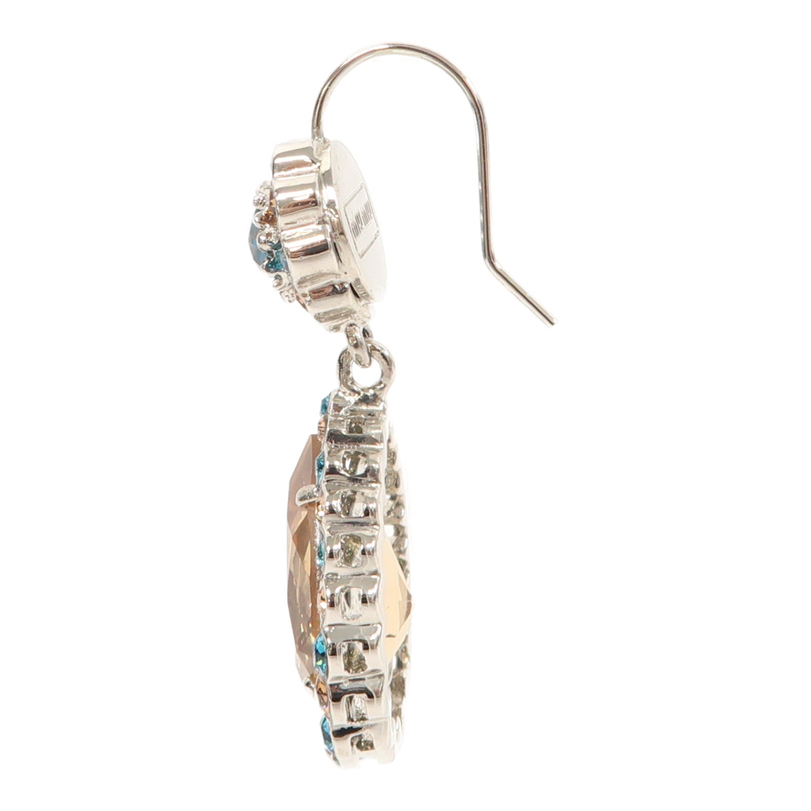 Miu Miu 【激減優惠】金屬Crystal Earrings銀扣耳環藍色/淺橙色
