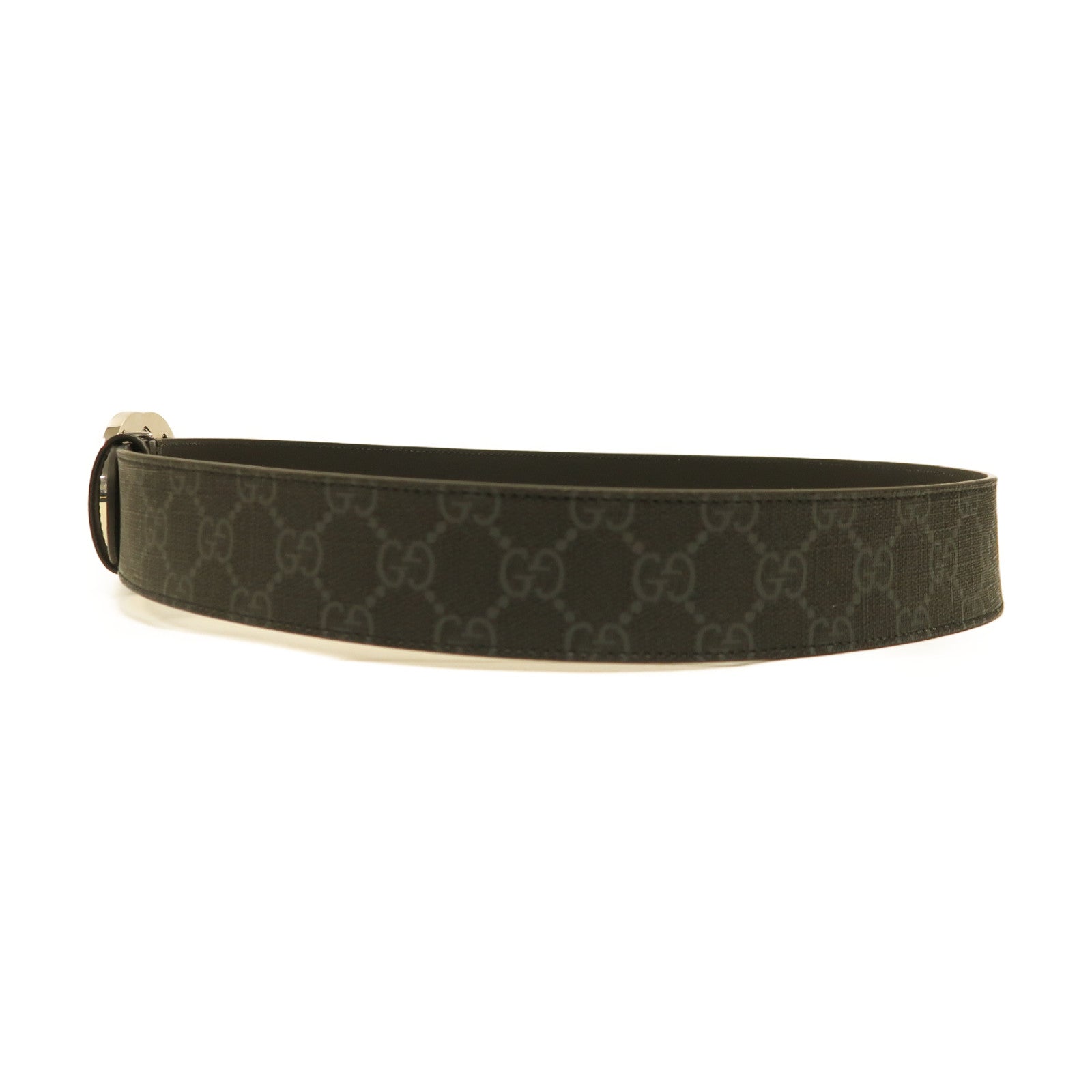 GUCCI PVC GG Supreme Belt銀扣皮帶黑色