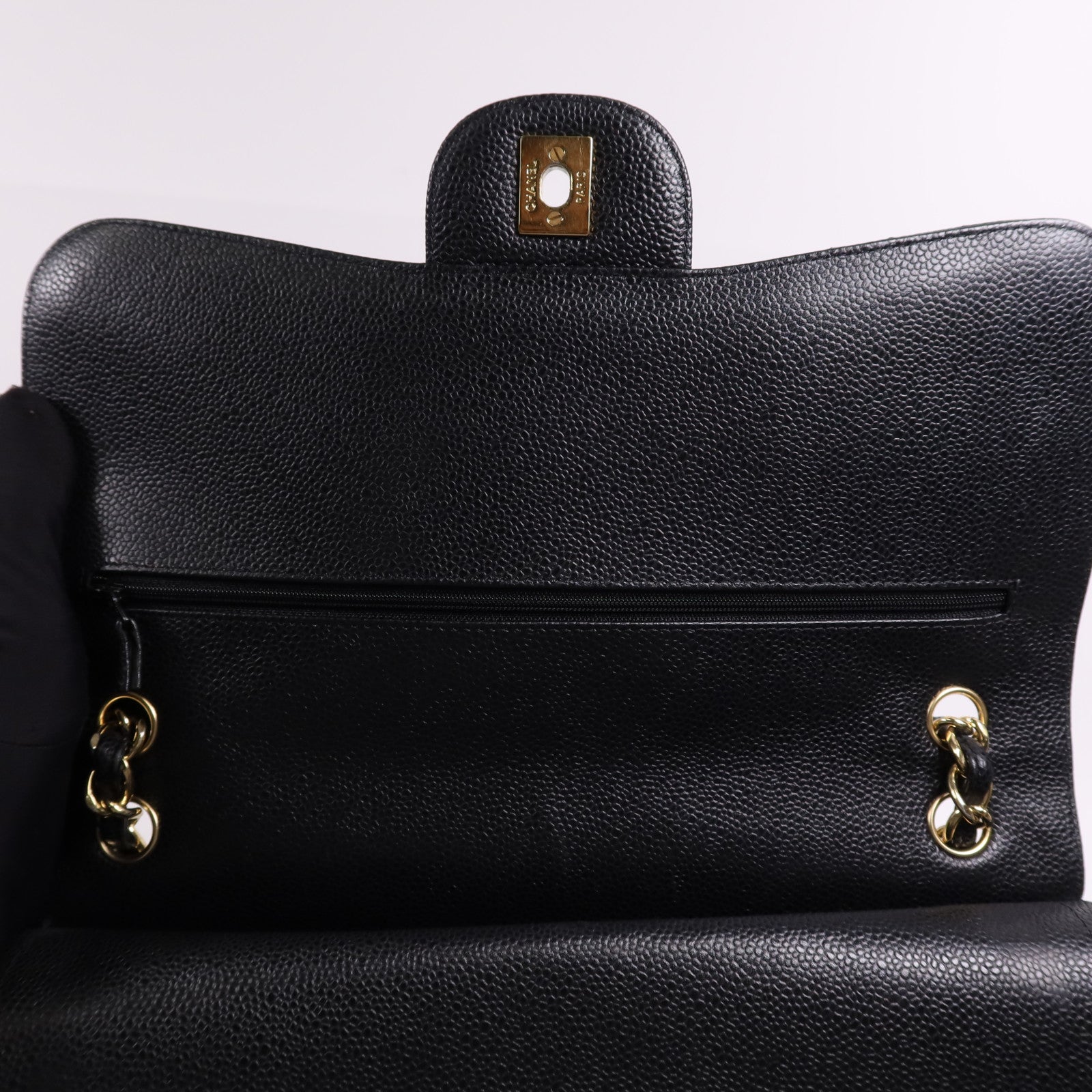 CHANEL 牛皮皮革Large Classic金扣鏈帶肩背袋