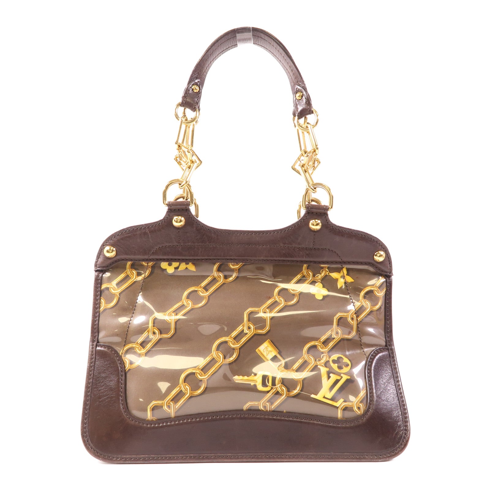 LOUIS VUITTON 牛皮皮革/PVC Cabas Charms Rare金扣肩背袋