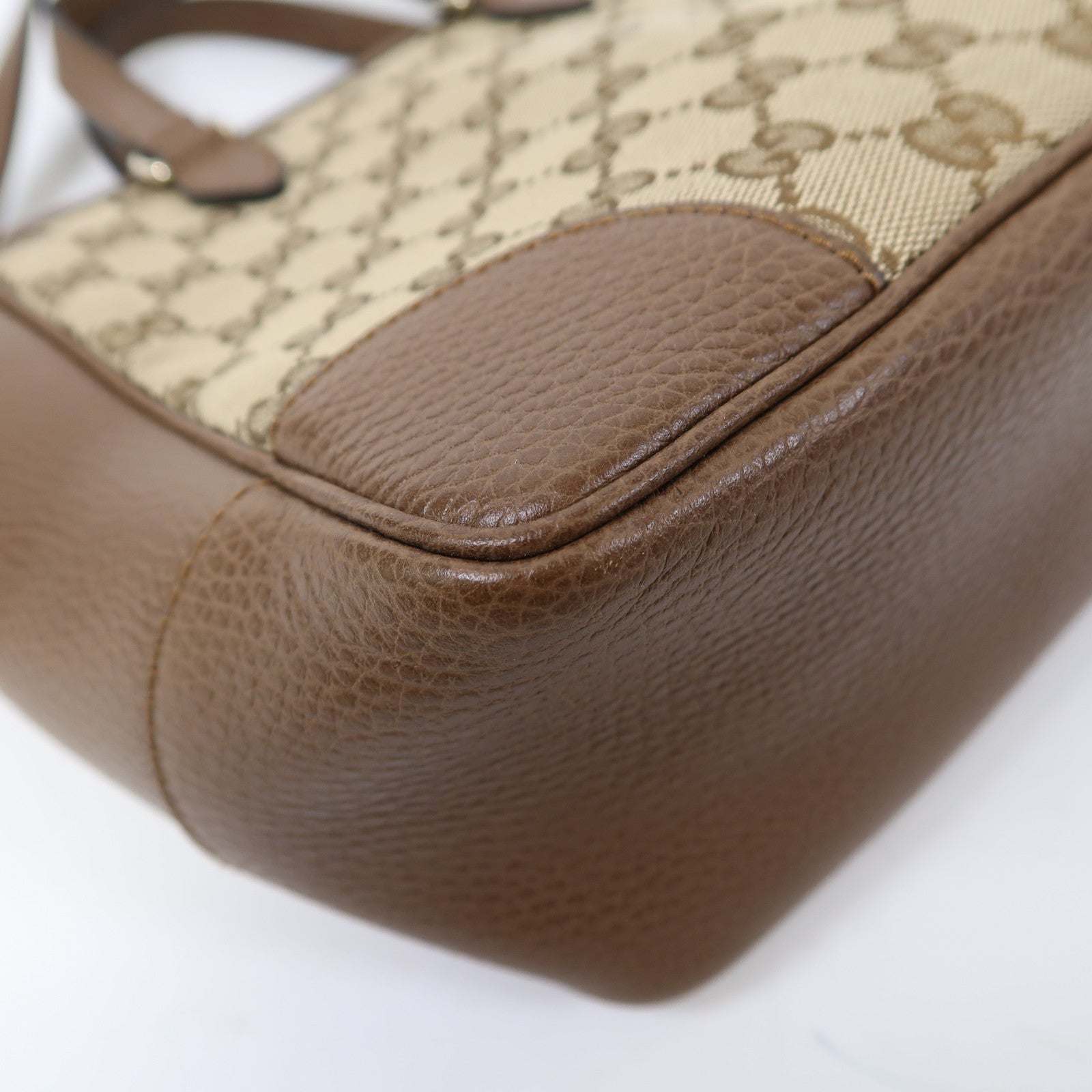 GUCCI 帆布/皮革Shoulder Bag金扣手挽肩背兩用袋啡色