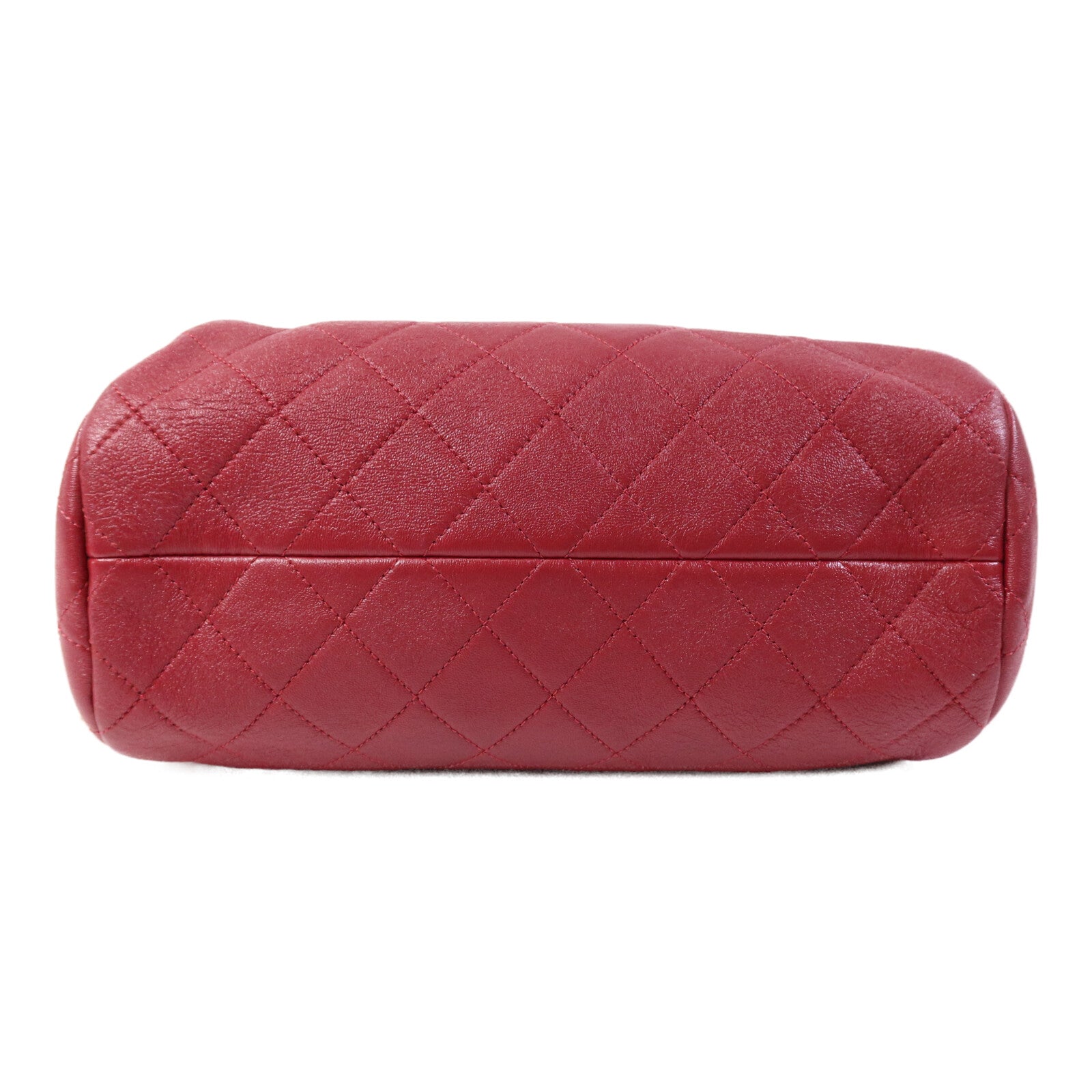 CHANEL 牛皮皮革Bowling Bag金扣鏈帶手挽肩背兩用袋