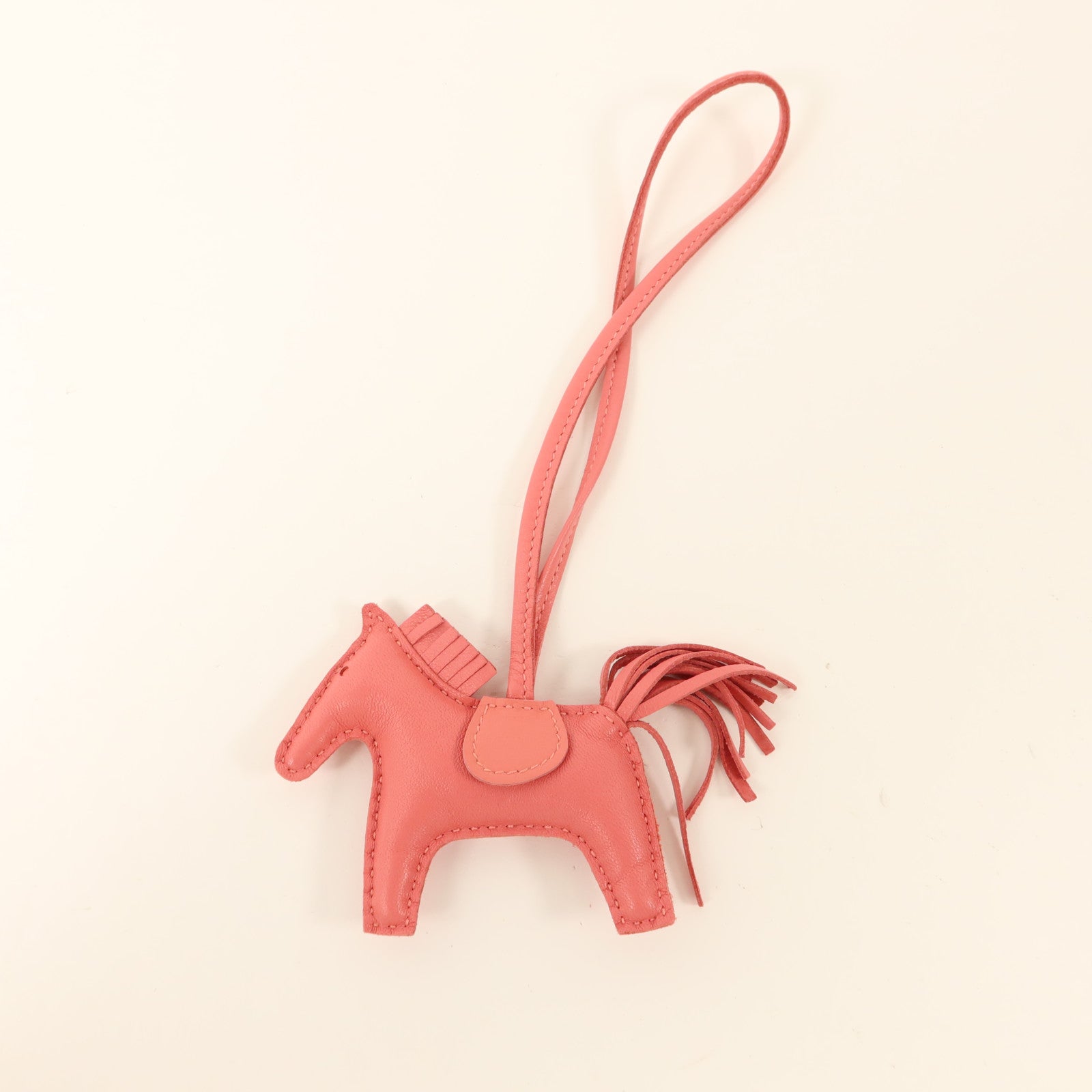 HERMES Milo皮革Rodeo PM掛飾Rose Azalee