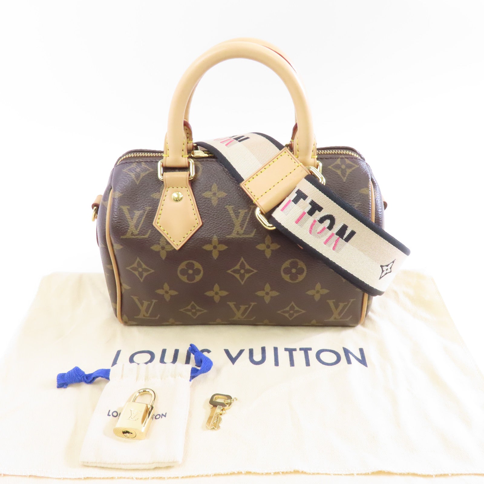 LOUIS VUITTON Monogram Speedy 20金扣手挽肩背兩用袋啡色