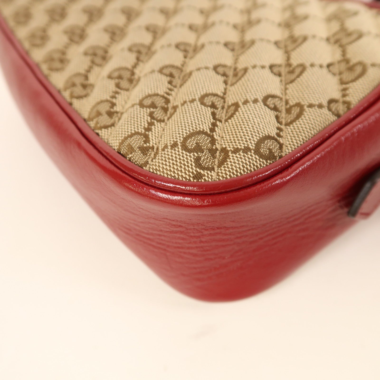 GUCCI GG GHW GG Marmant Shoulder Bag 447632 Canvas Red