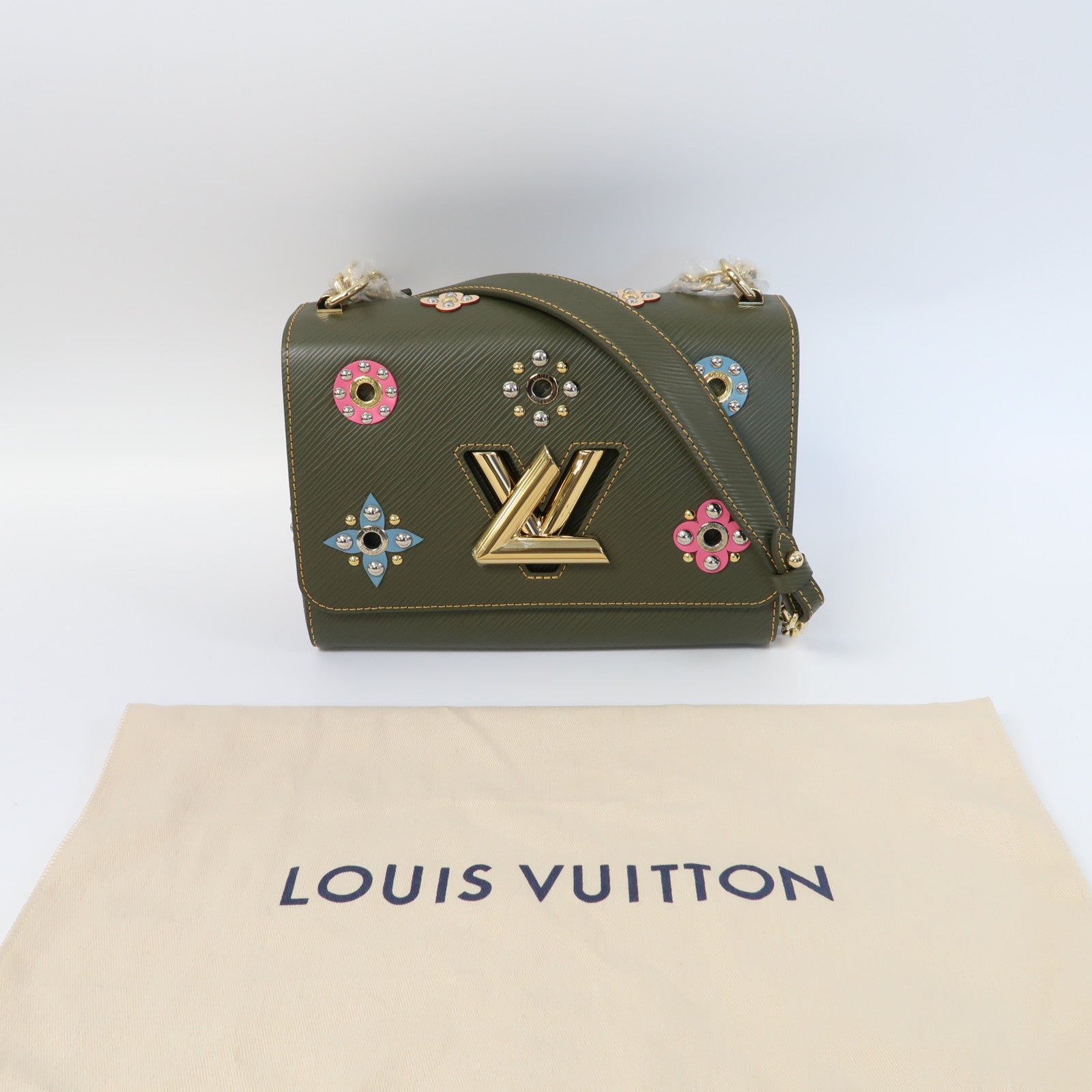 LOUIS VUITTON 【激減優惠】Epi Twist MM金扣鏈帶肩背袋灰色