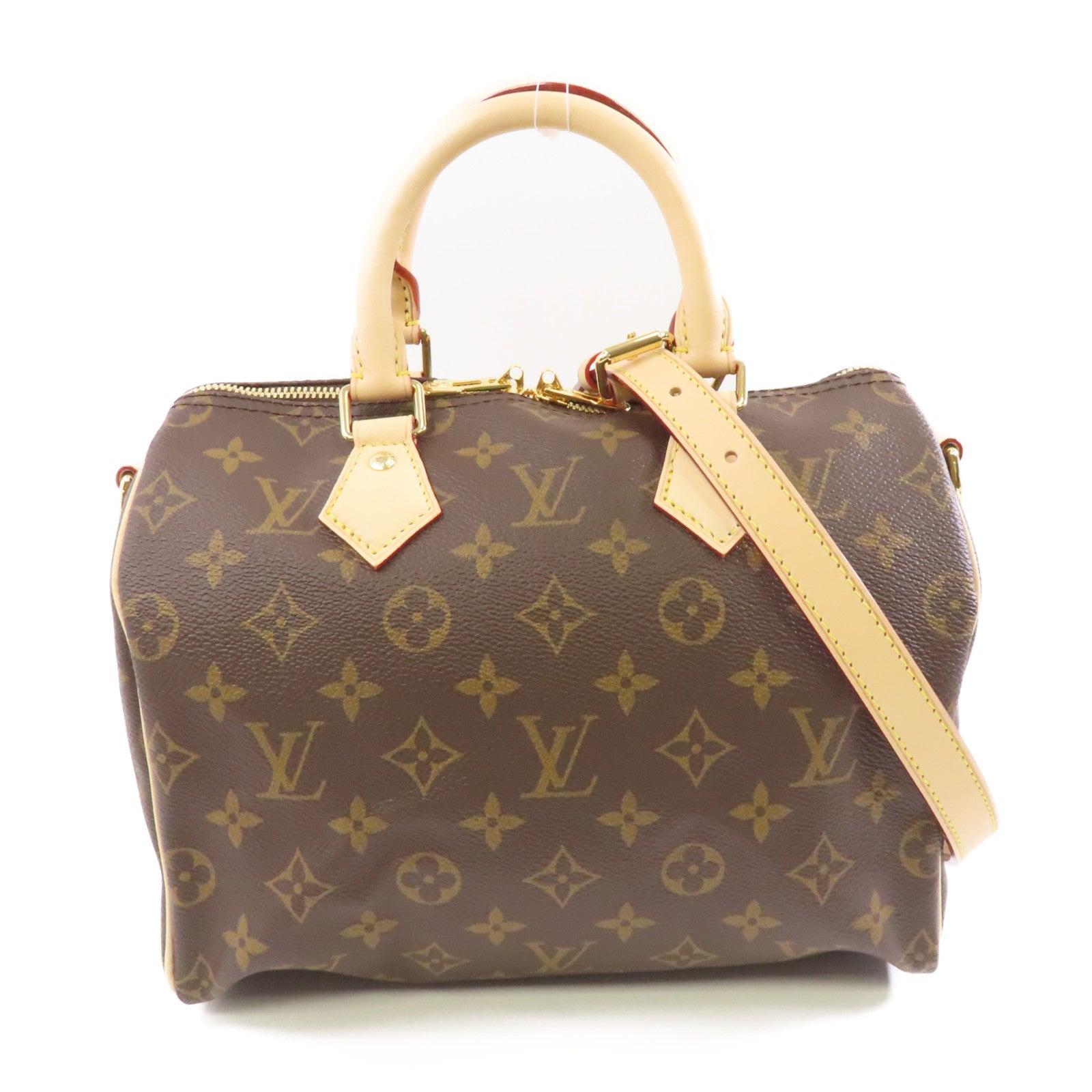 LOUIS VUITTON Monogram Speedy Bandouliere 25金扣手挽肩背兩用袋棕色