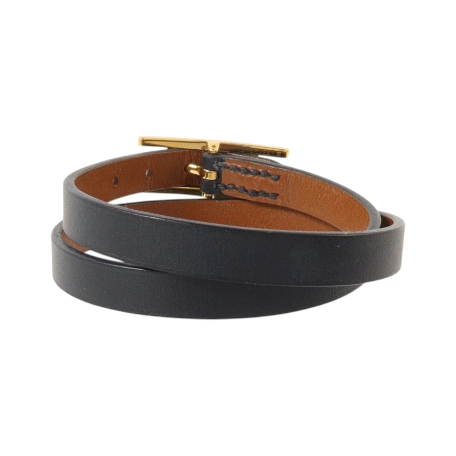 HERMES Tadelakt皮革Behapi Double Tour Bracelet金扣手鏈
