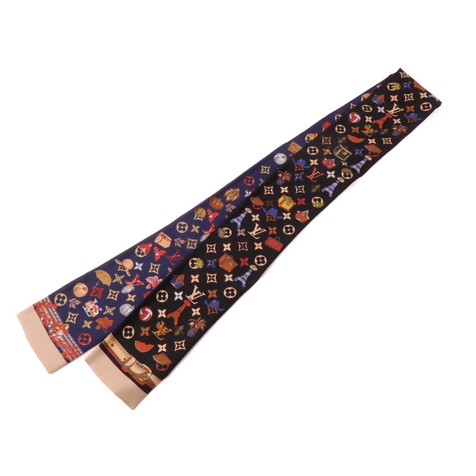 LOUIS VUITTON 絲質ScarfSummer Winter Bandeau Scarf 圍巾深藍色/彩色