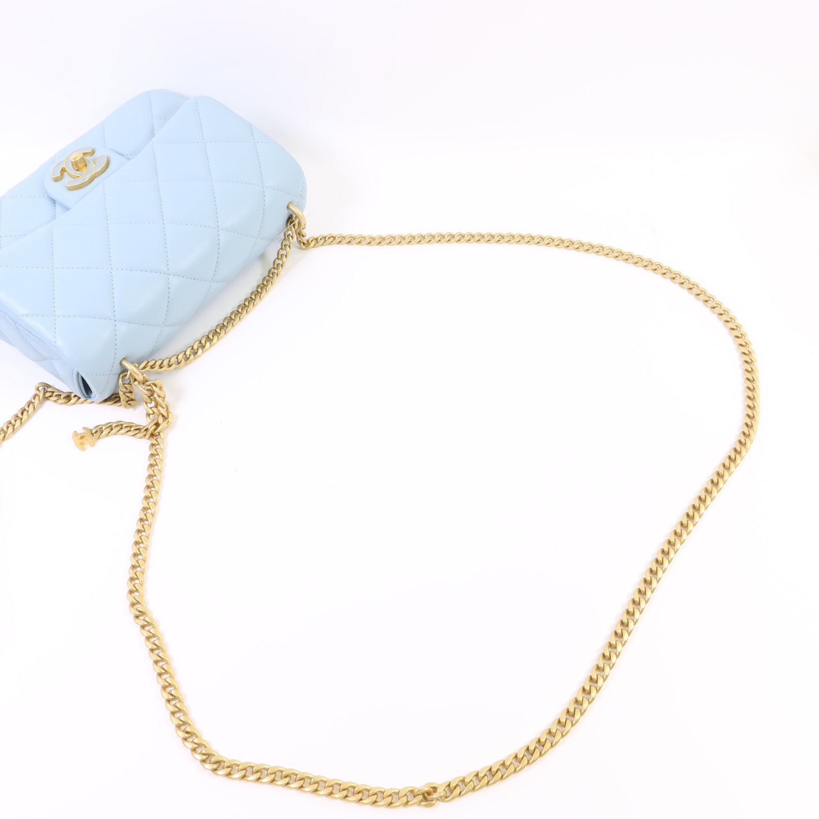 CHANEL 羊皮皮革Chain Shoulder Bag金扣鏈帶肩背袋