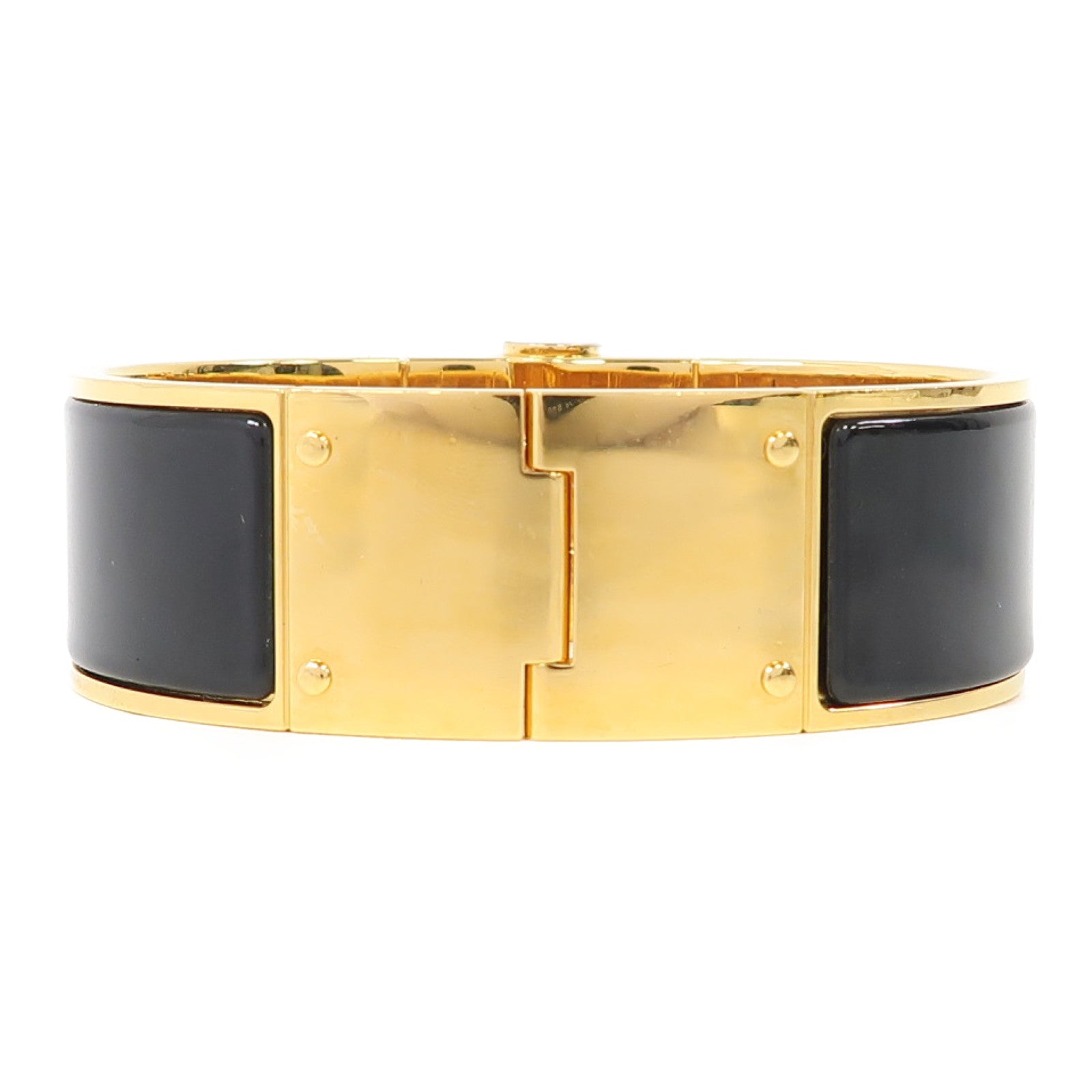 HERMES 【激減優惠】金屬Charniere Narrow Bangle手鐲黑色