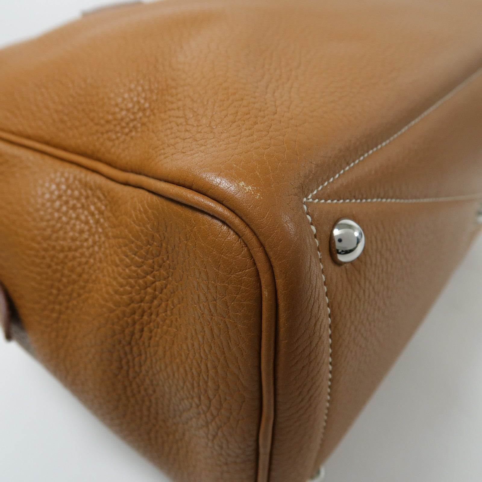 HERMES Clemence皮革Victoria銀扣肩背袋