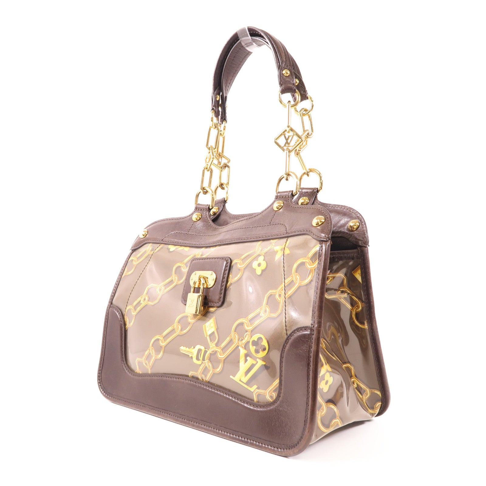 LOUIS VUITTON 牛皮皮革/PVC Cabas Charms Rare金扣肩背袋