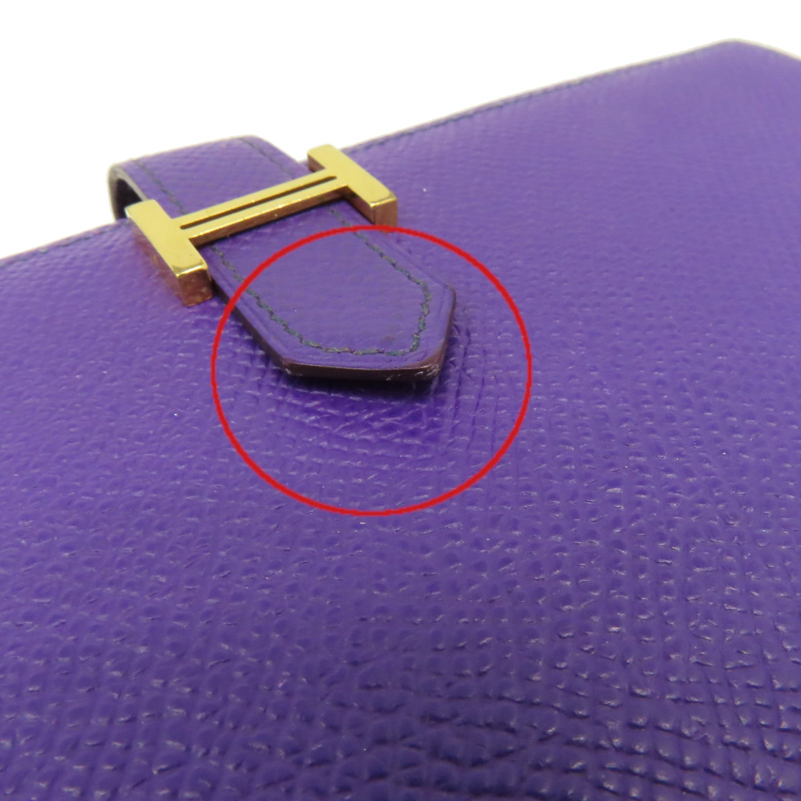 HERMES 【激減優惠】Epsom皮革Bearn Wallet金扣長錢包紫色