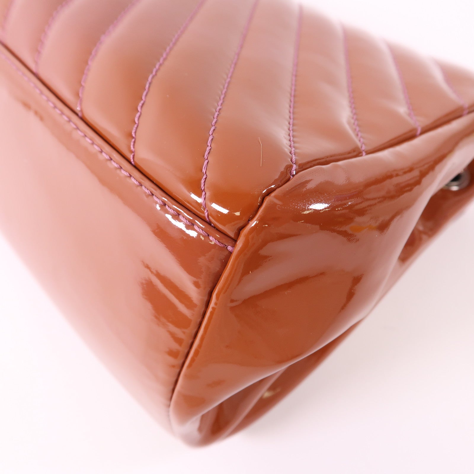 CHANEL 漆皮皮革Chain Shoulder銀扣鏈帶肩背袋