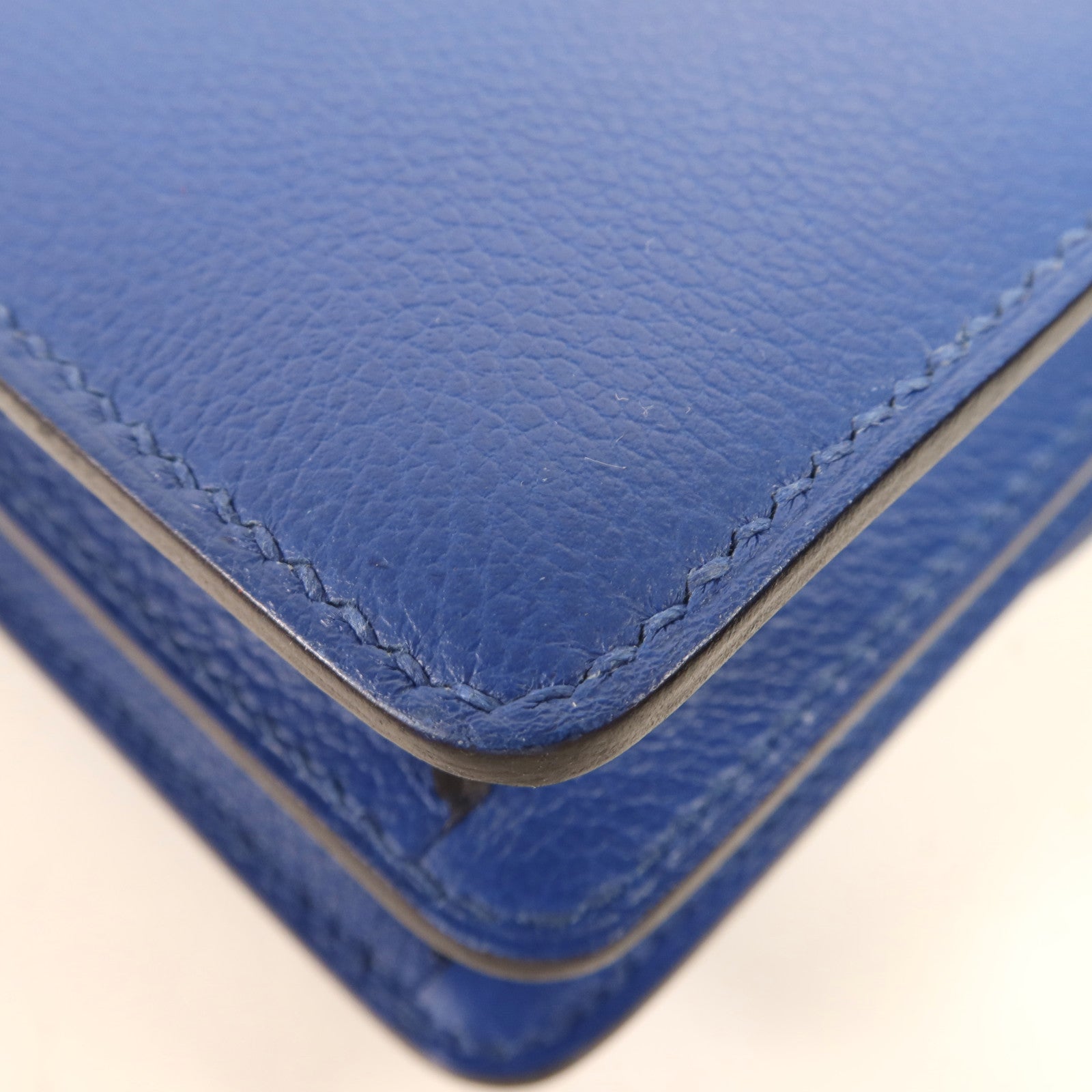 HERMES Evercolour皮革Roulis Mini銀扣肩背袋Blue Zellige