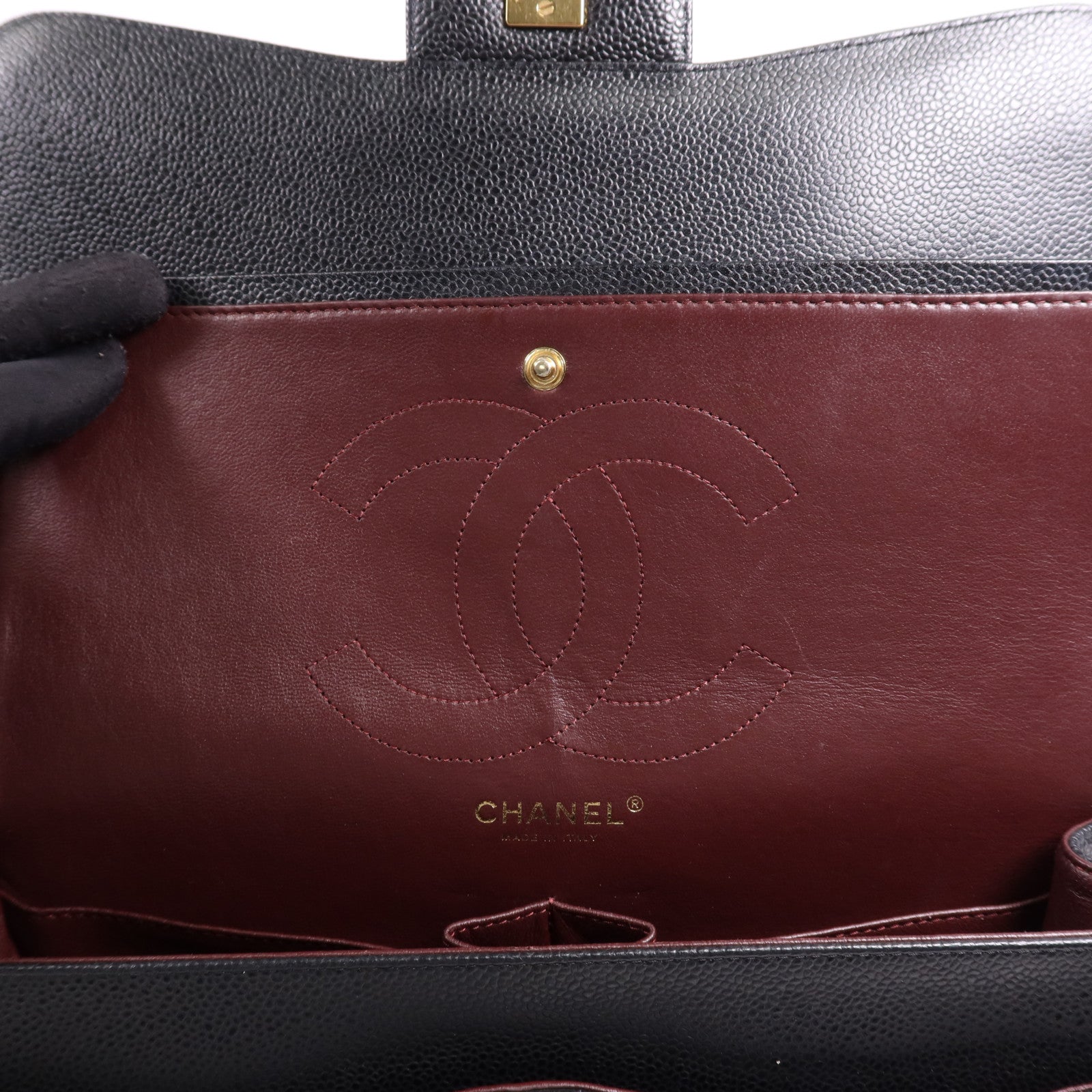 CHANEL 牛皮皮革Large Classic金扣鏈帶肩背袋