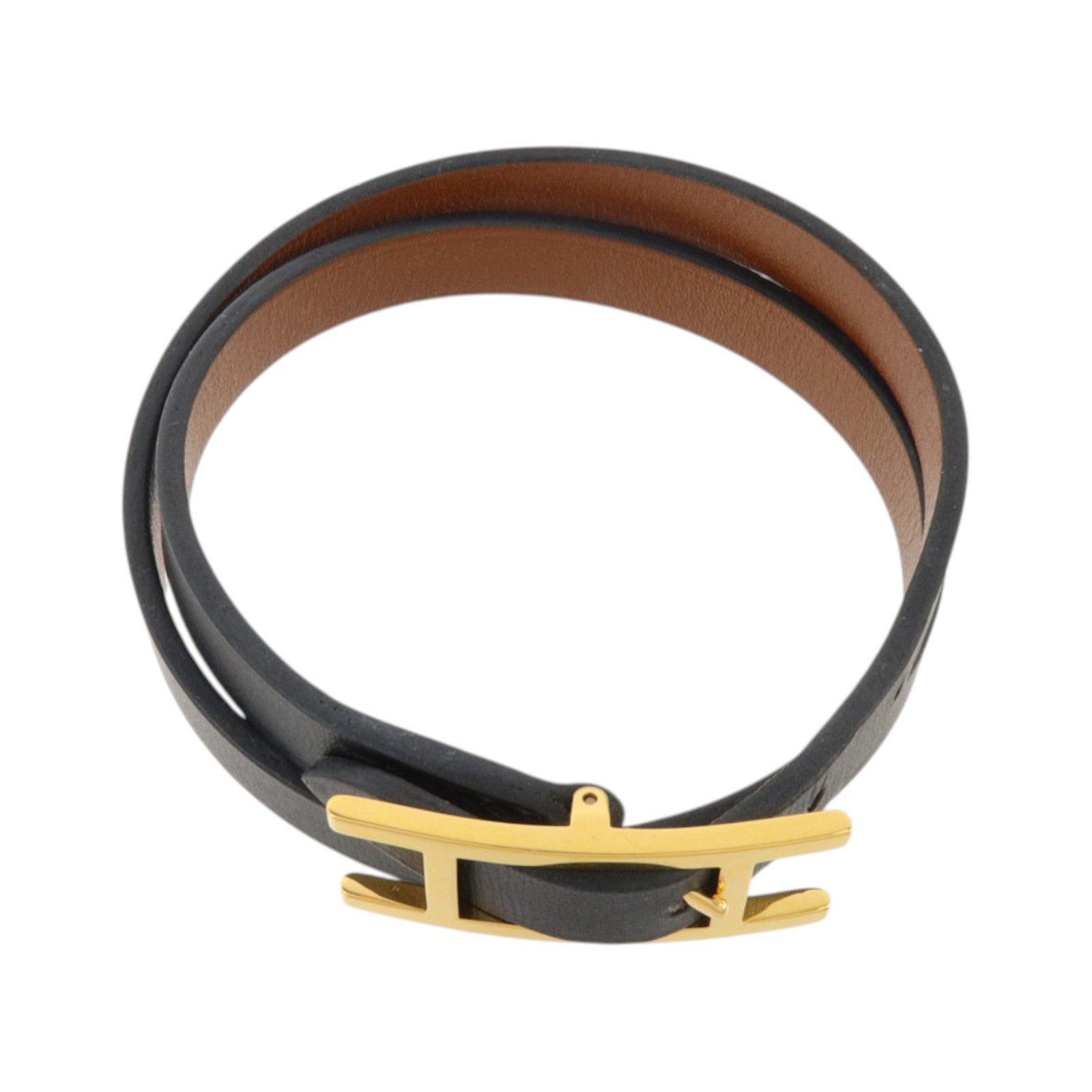 HERMES Tadelakt皮革Behapi Double Tour Bracelet金扣手鏈
