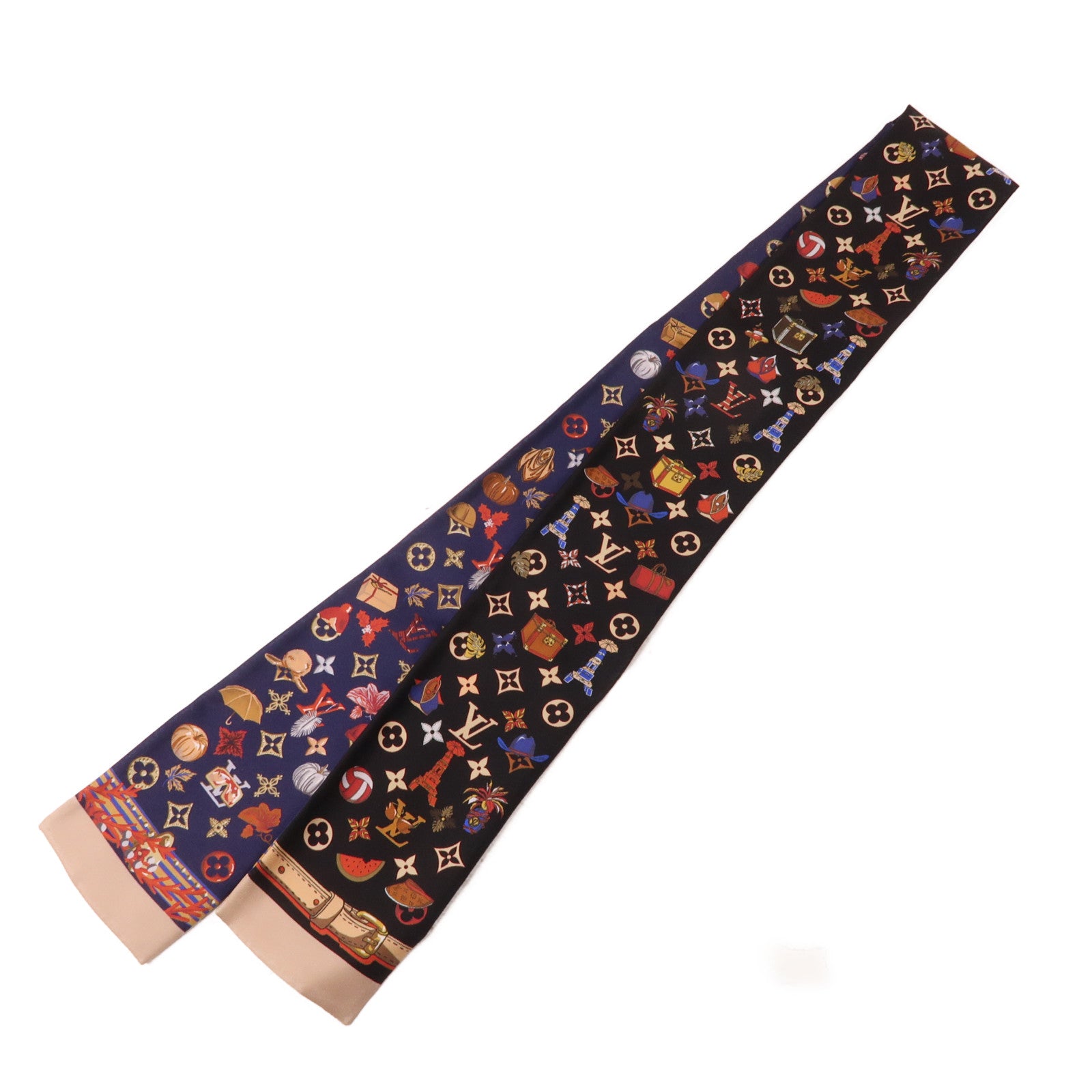 LOUIS VUITTON 絲質ScarfSummer Winter Bandeau Scarf 圍巾深藍色/彩色