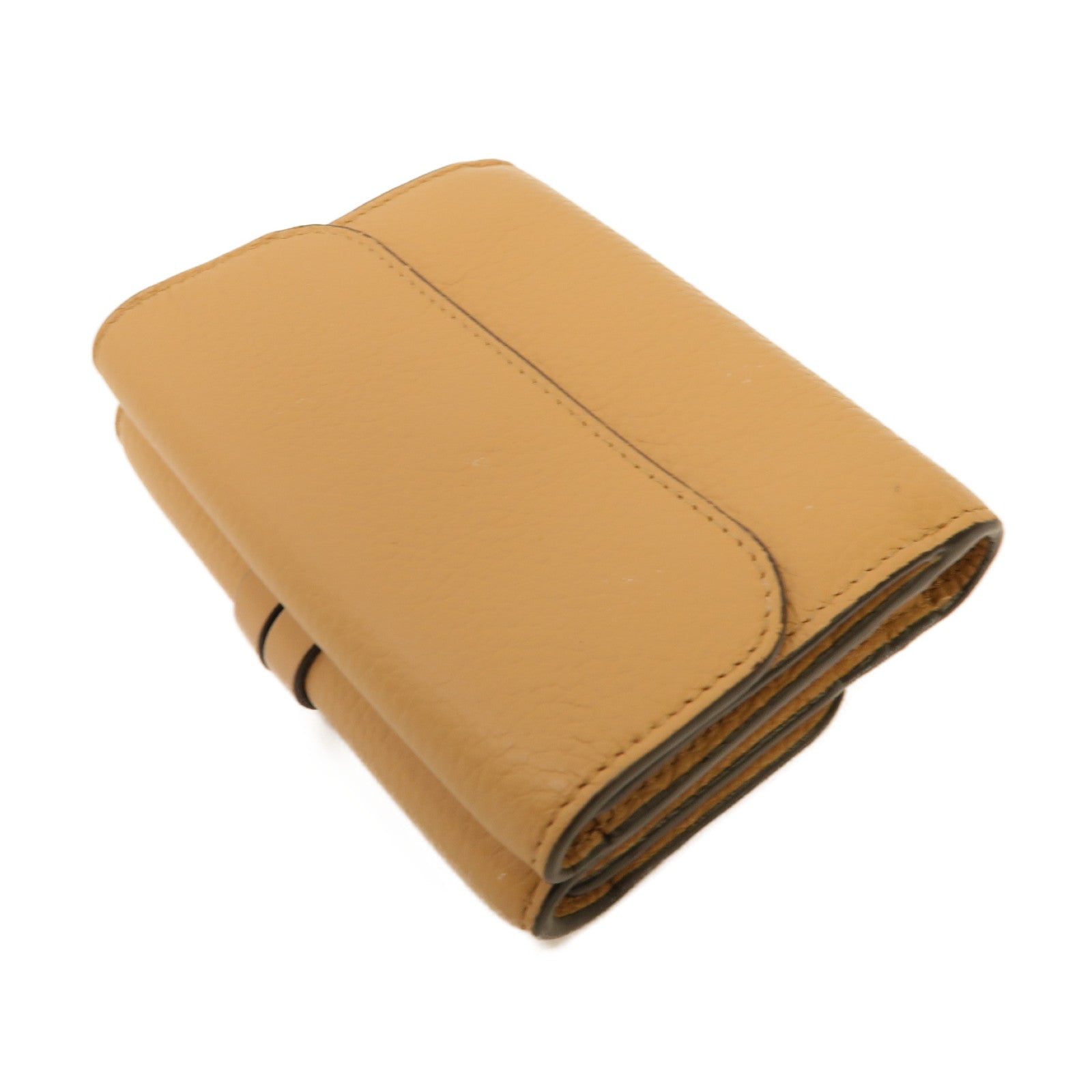 Chloe 牛皮皮革Alphabet Small Tri-Fold Wallet金扣錢包杏色