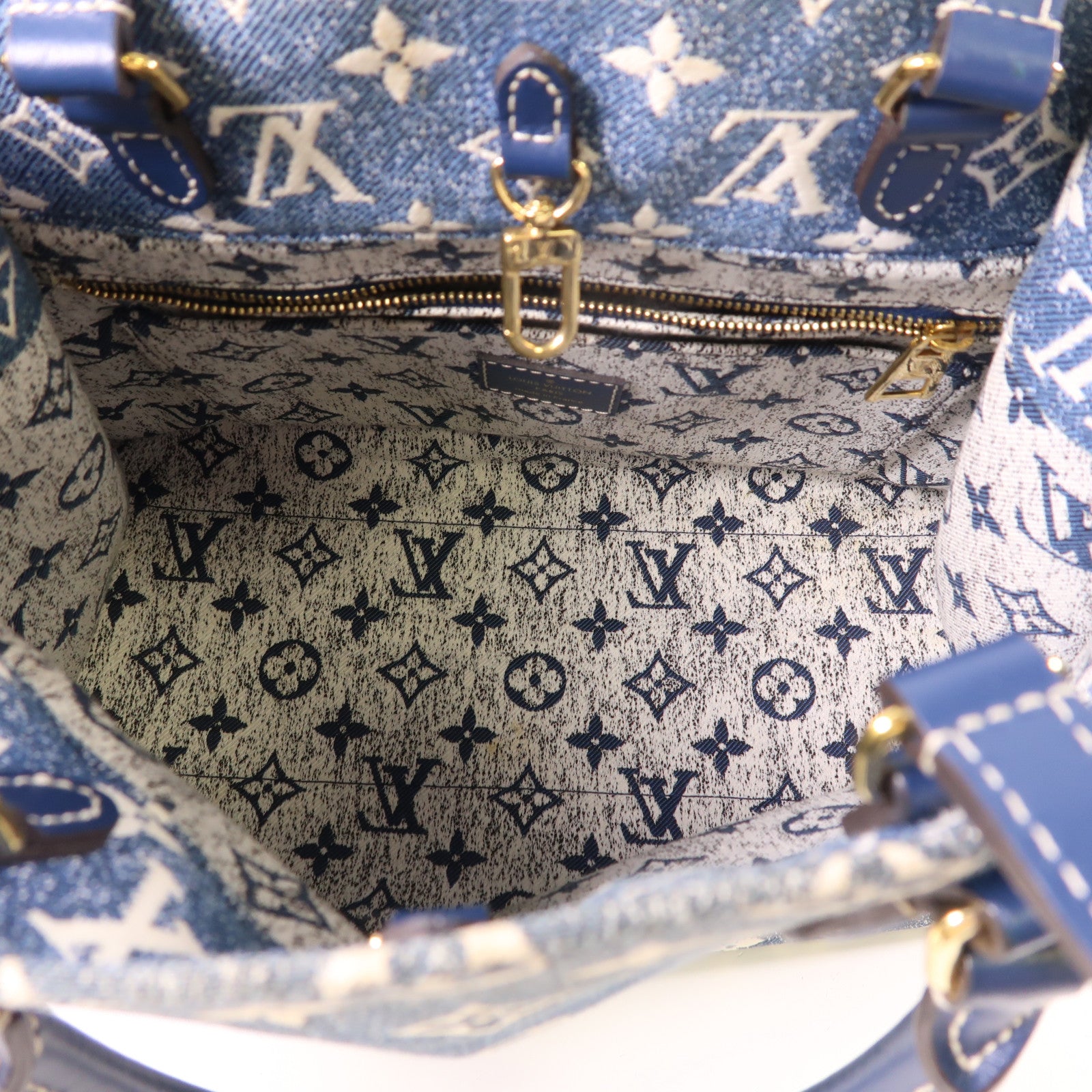 LOUIS VUITTON Monogram Denim On The Go MM金扣手挽肩背兩用袋
