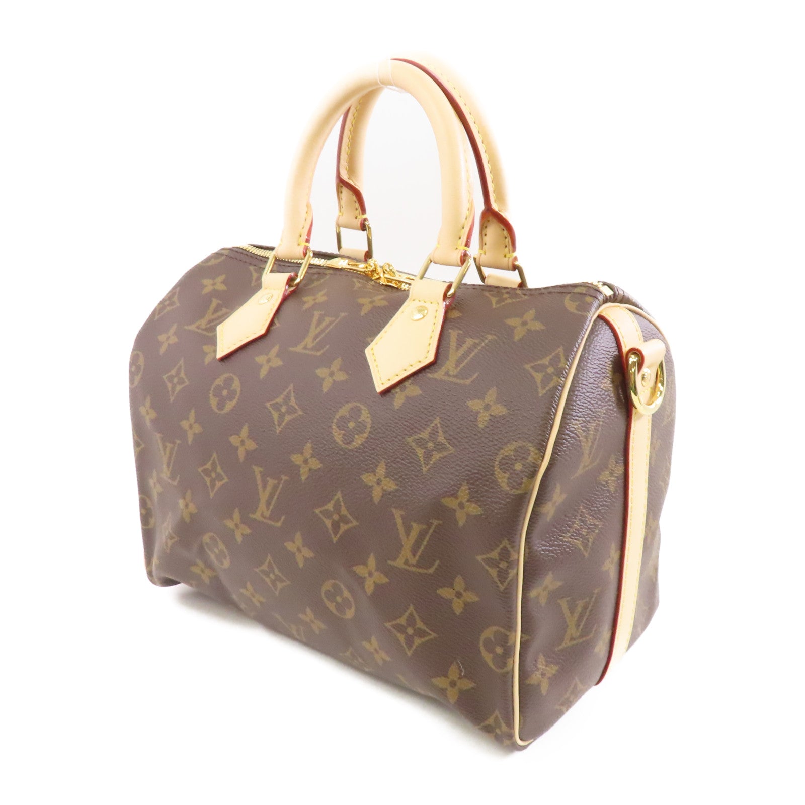 LOUIS VUITTON Monogram Speedy Bandouliere 25金扣手挽肩背兩用袋棕色