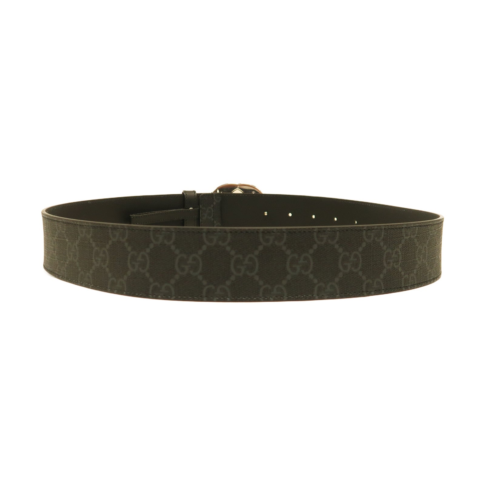 GUCCI PVC GG Supreme Belt銀扣皮帶黑色