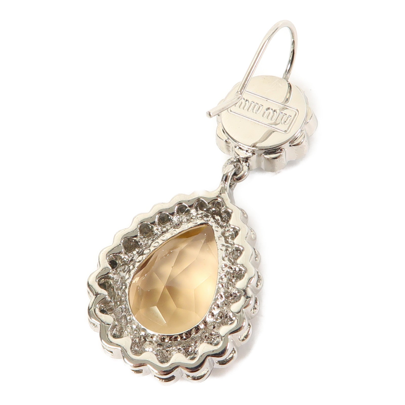 Miu Miu 【激減優惠】金屬Crystal Earrings銀扣耳環藍色/淺橙色