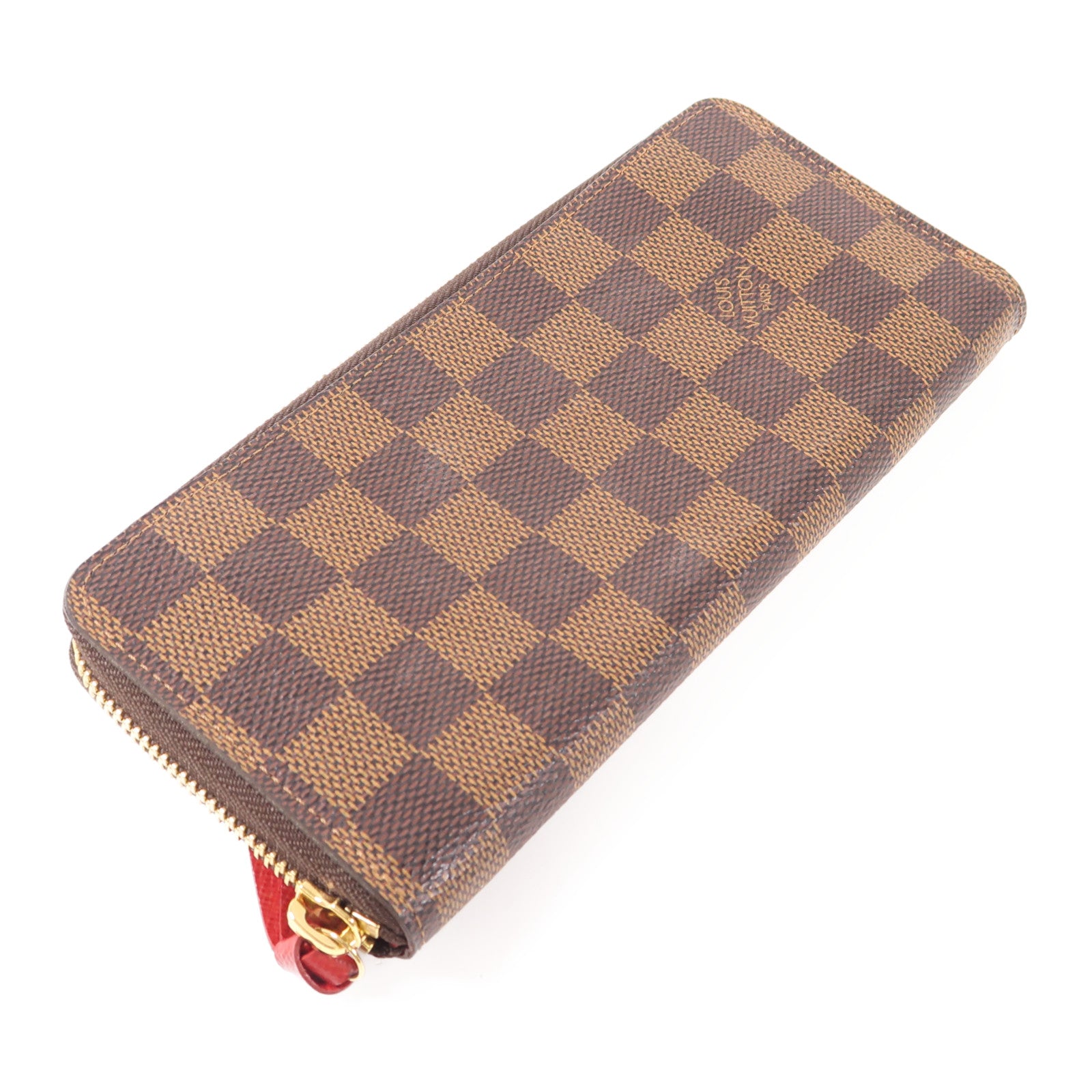 LOUIS VUITTON Damier Clemence Wallet金扣長錢包