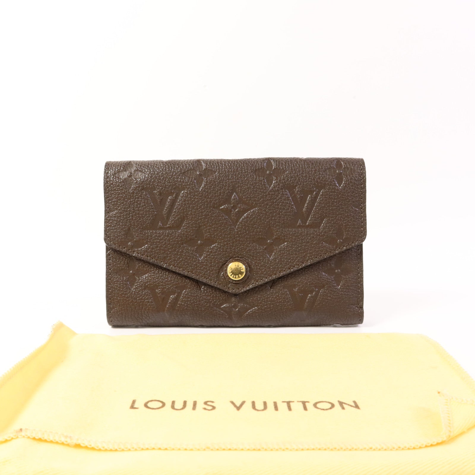 LOUIS VUITTON Monogram Empreinte Compact Curieuse Trifold Wallet金扣錢包