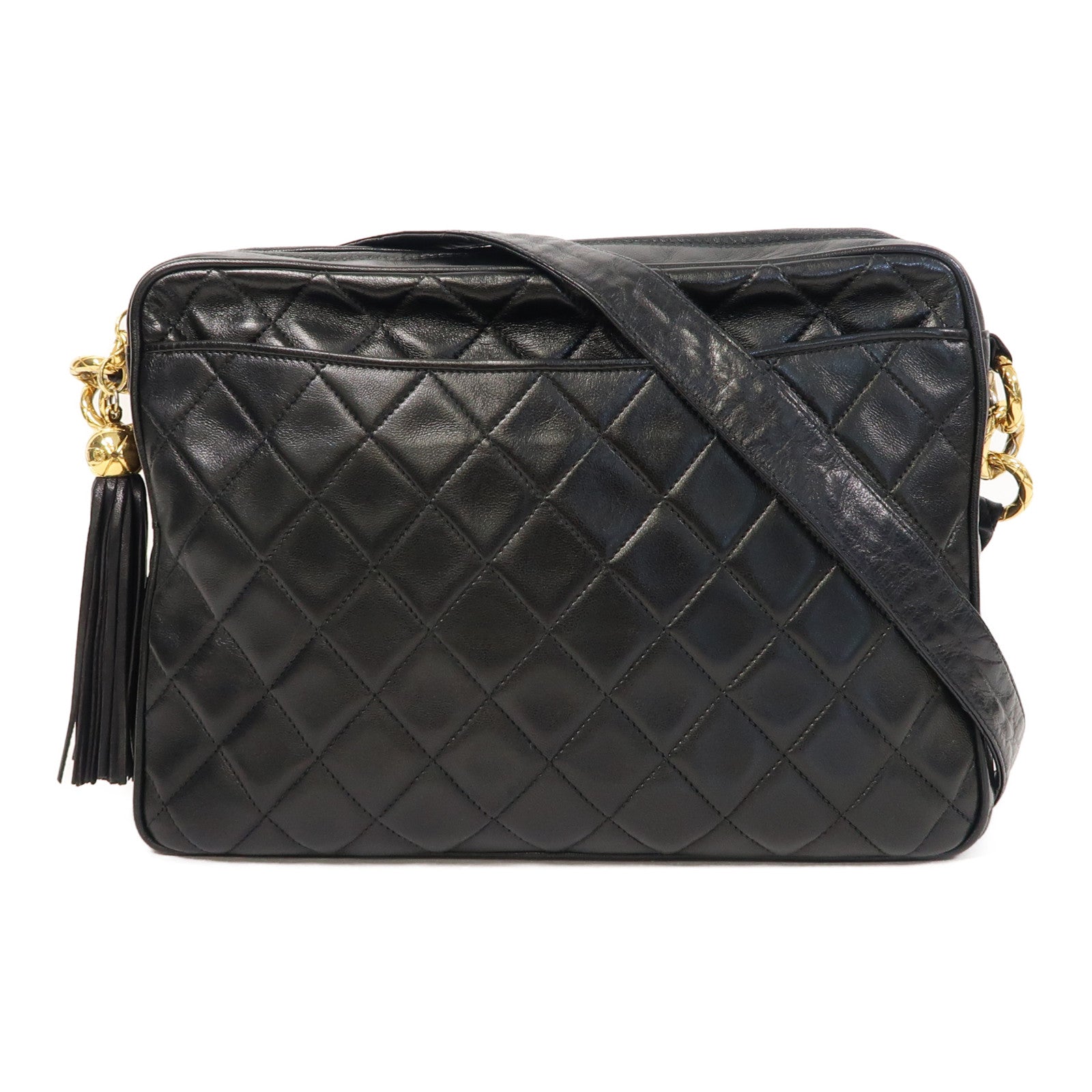 CHANEL 【激減優惠】菱格羊皮皮革Vintage Shoulder Bag金扣肩背袋黑色