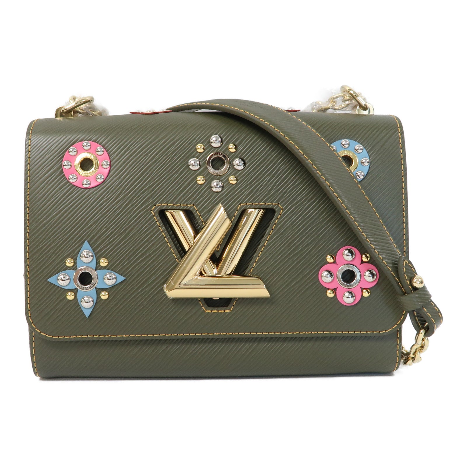LOUIS VUITTON 【激減優惠】Epi Twist MM金扣鏈帶肩背袋灰色