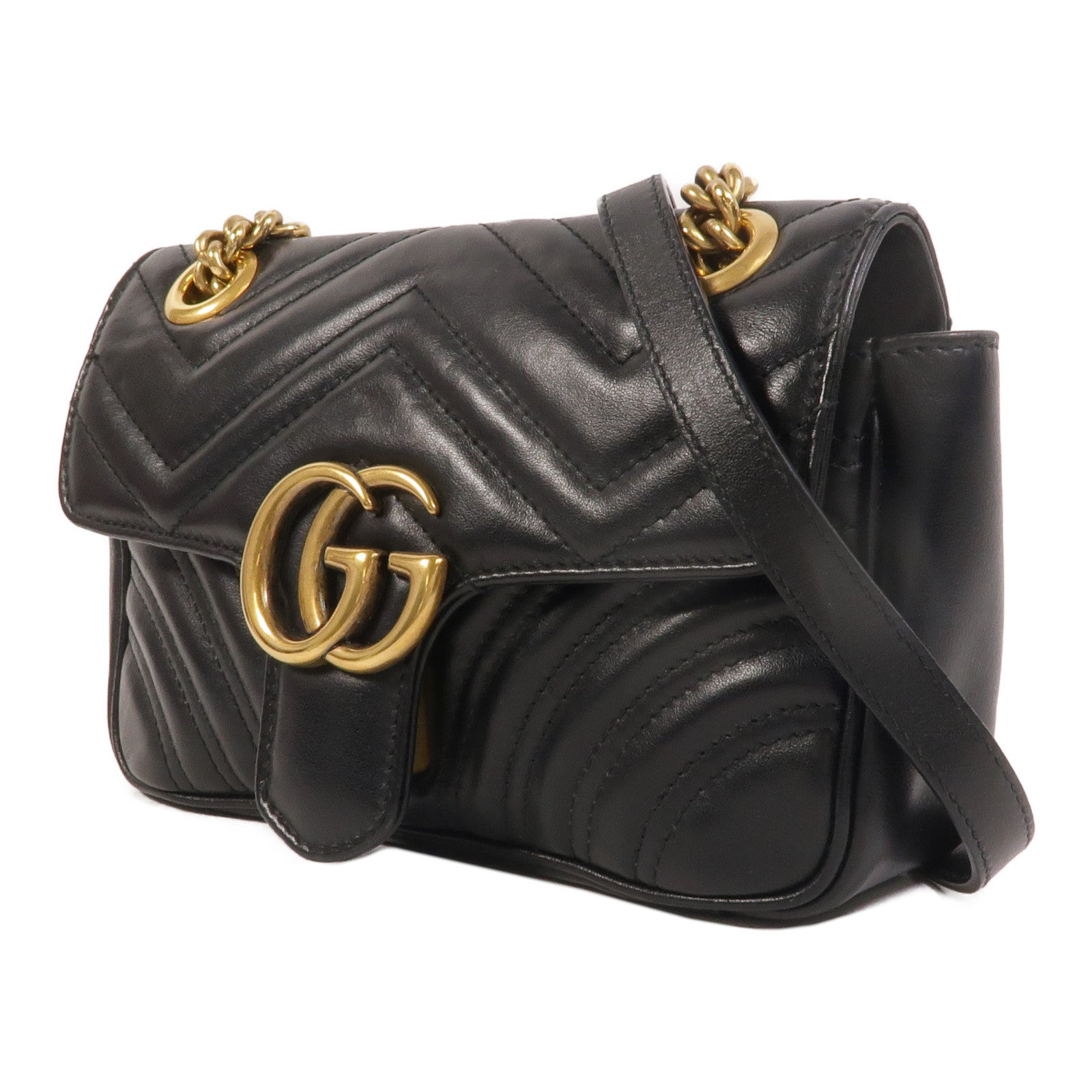 GUCCI 牛皮皮革GG Marmont Small鏈帶肩背袋