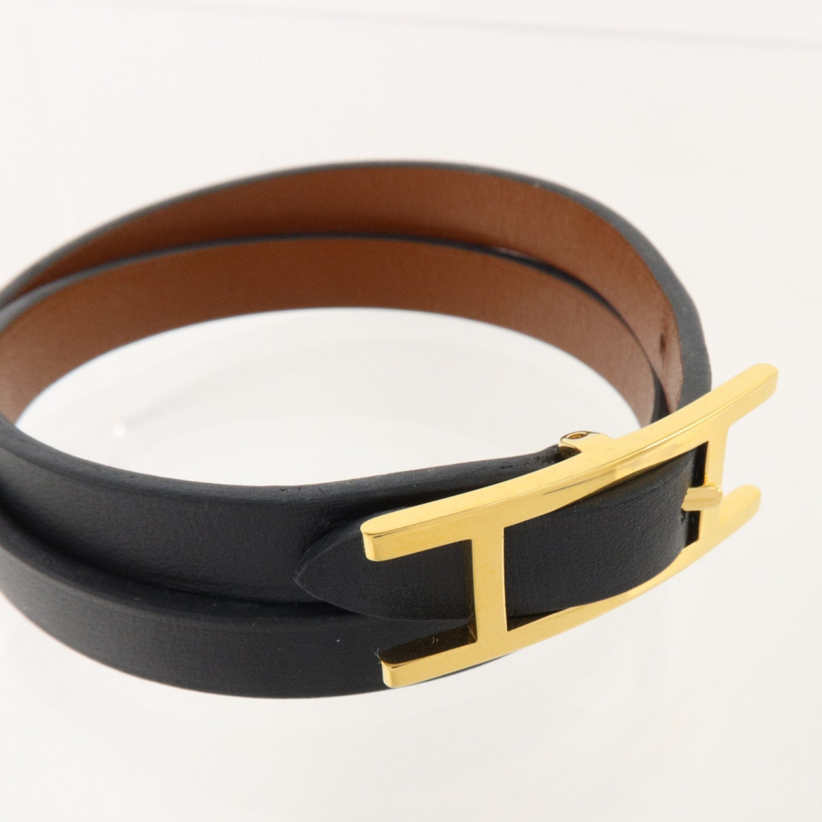 HERMES Tadelakt皮革Behapi Double Tour Bracelet金扣手鏈