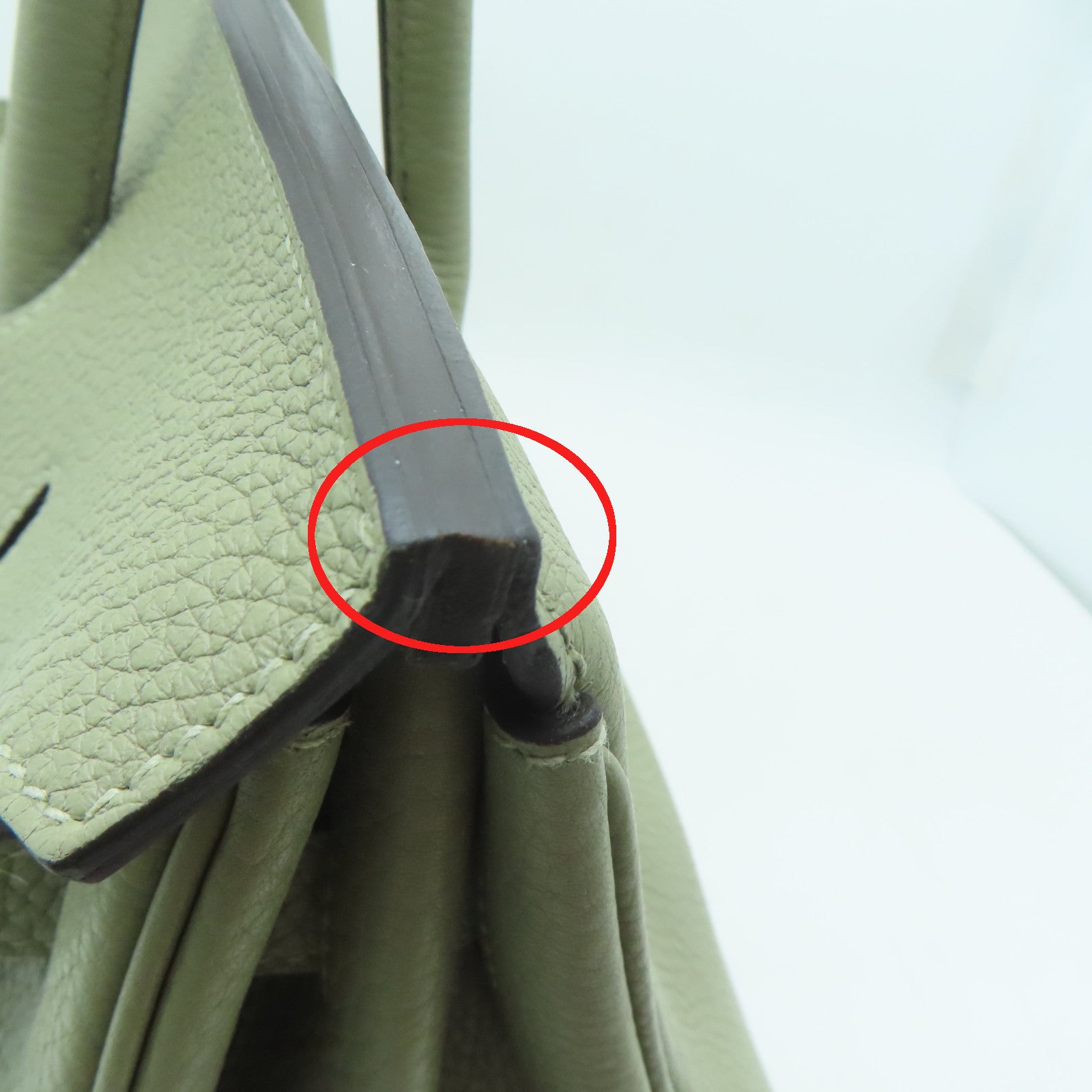 HERMES 【激減優惠】Clemence皮革Birkin 35銀扣手挽袋鼠尾草色