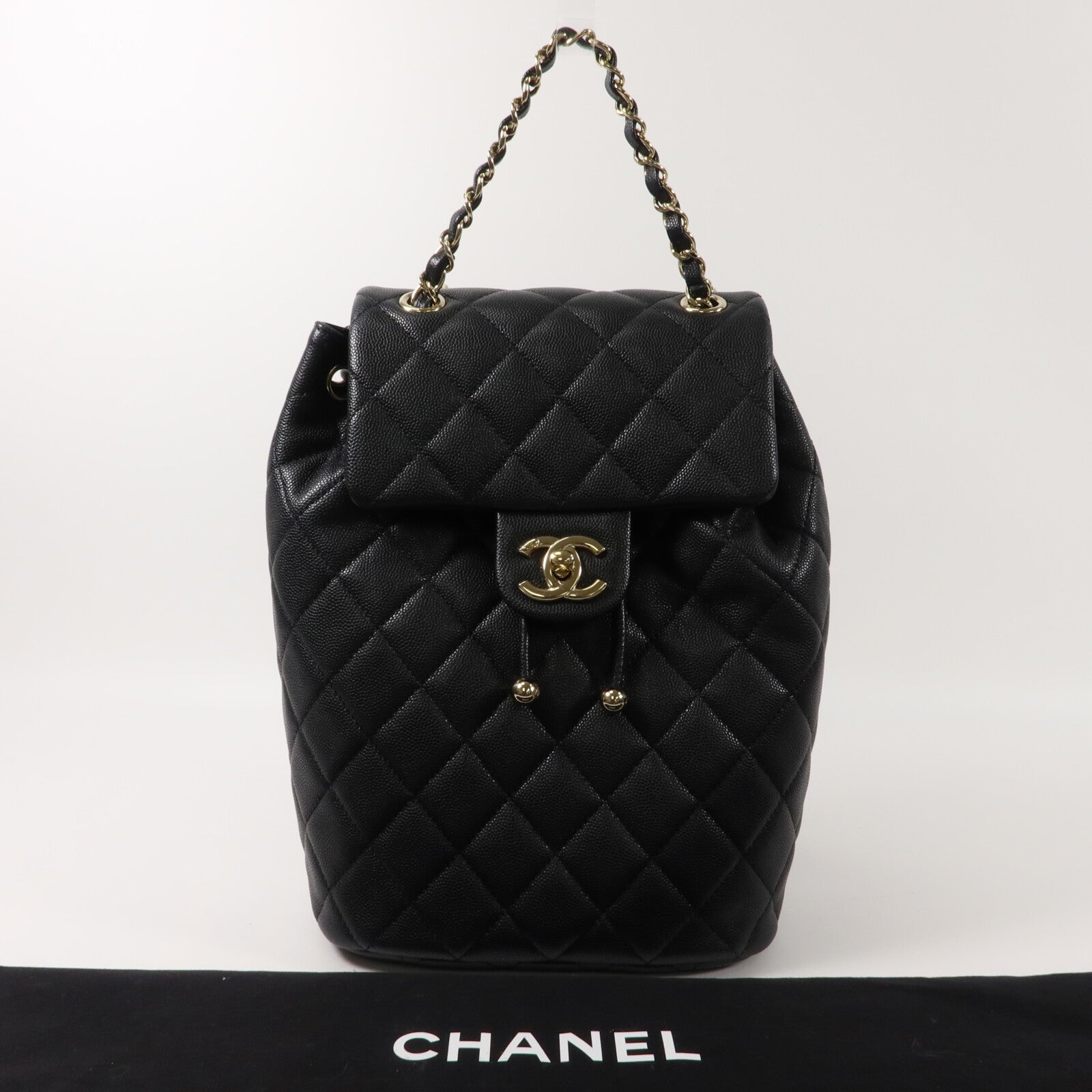 CHANEL 牛皮皮革Backpack鏈帶背包