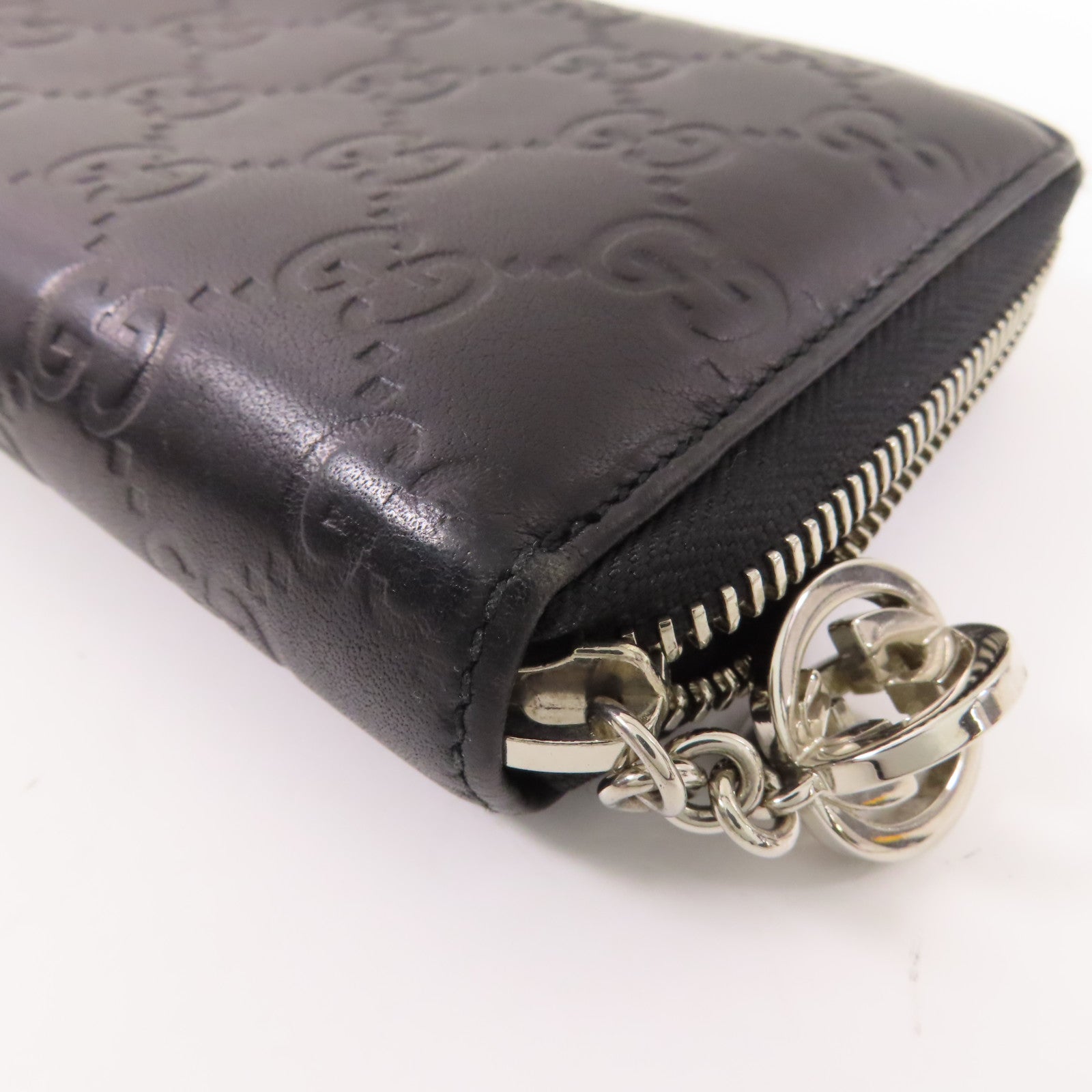 GUCCI GG SHW Zipper Long Wallet 233025 Calfskin Leather Black