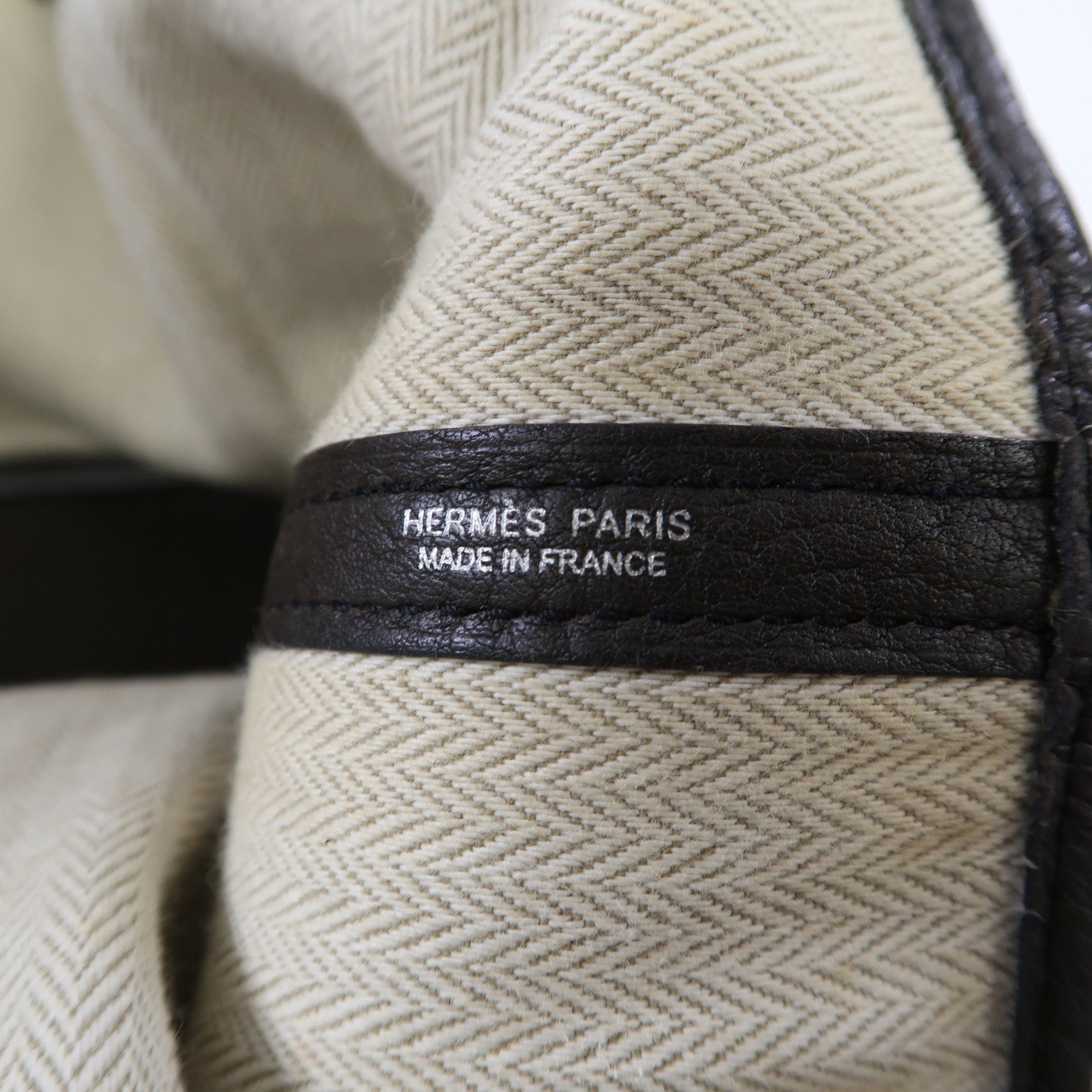 HERMES Clemence皮革Garden Party PM銀扣手挽袋巧克力色