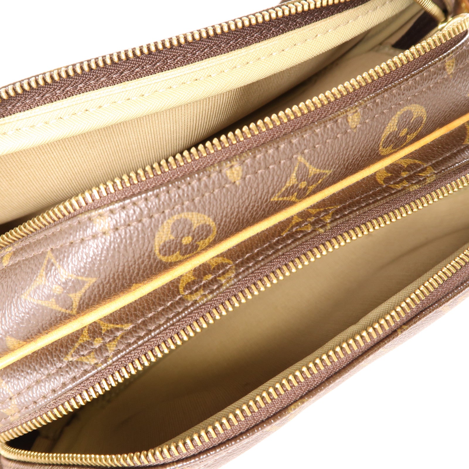LOUIS VUITTON Monogram Reporter PM金扣肩背袋棕色