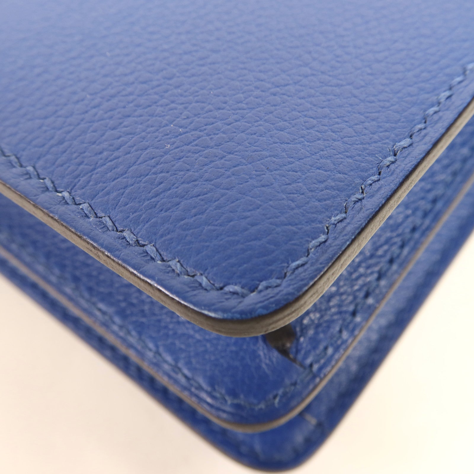 HERMES Evercolour皮革Roulis Mini銀扣肩背袋Blue Zellige