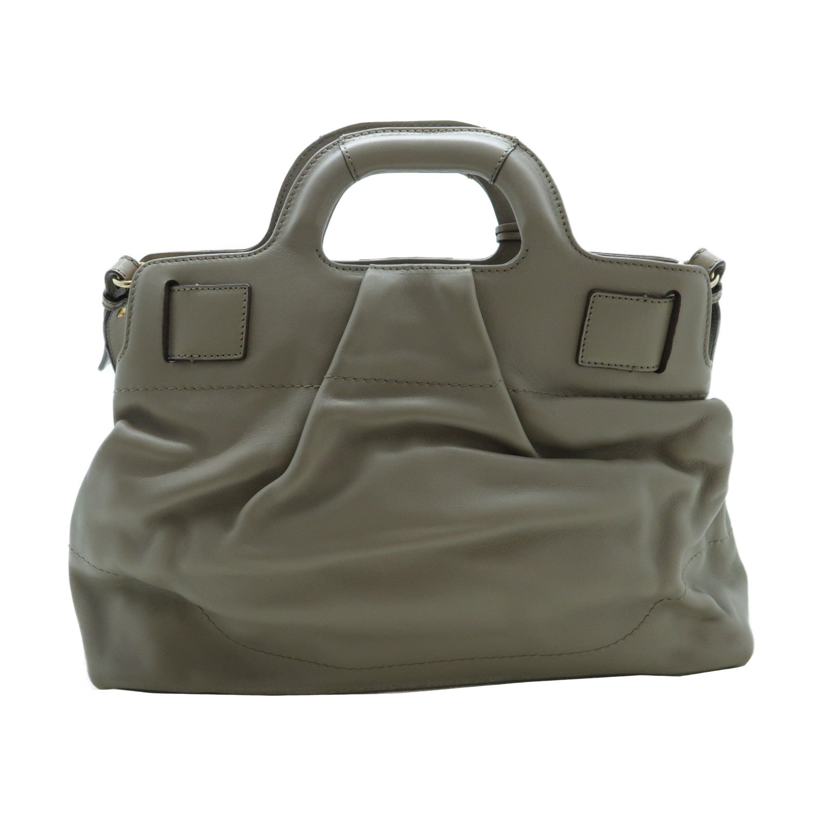 Salvatore Ferragamo 牛皮皮革2 Way Shoulder金扣手挽肩背兩用袋米色
