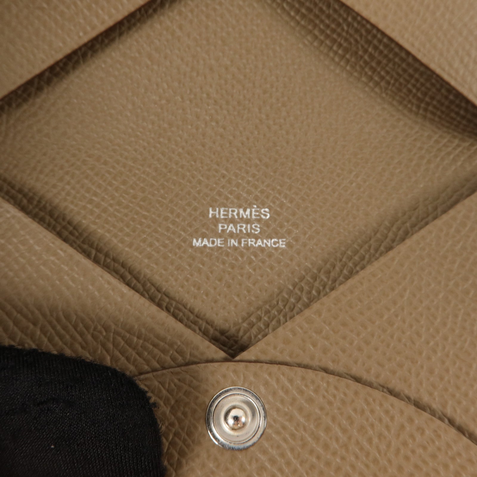 HERMES Epsom皮革Calvi Card Case卡片套Etoupe