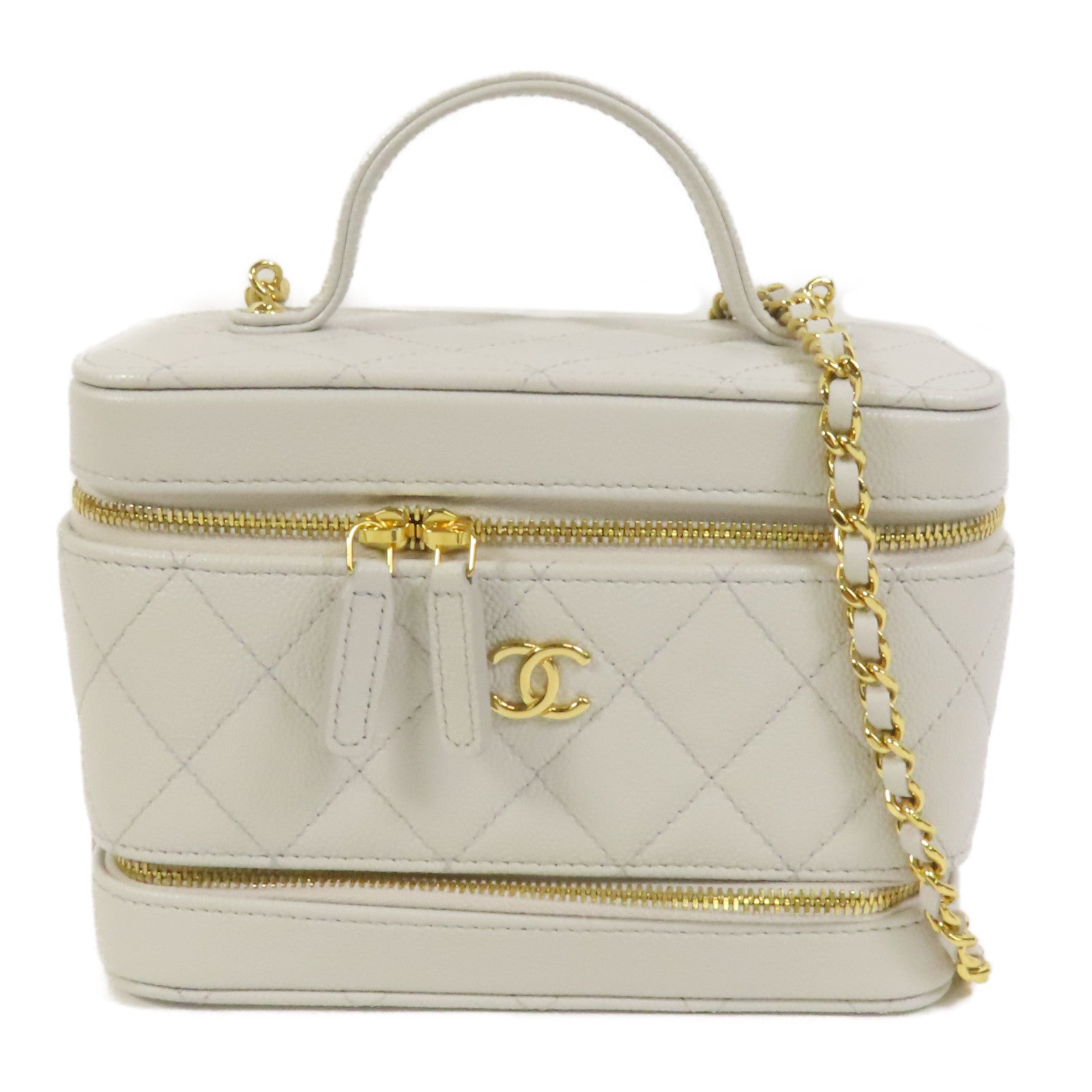 CHANEL 【激減優惠】牛皮皮革Vanity Case金扣手挽肩背兩用袋