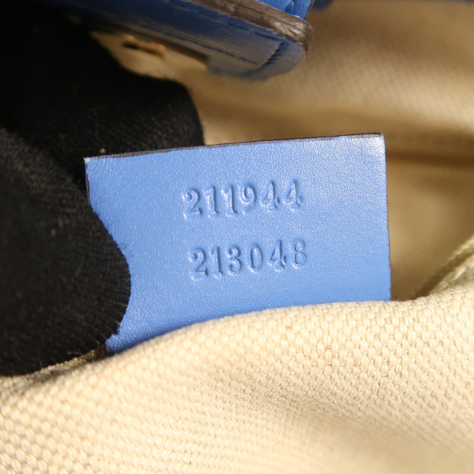 GUCCI 帆布/皮革Handbag金扣手挽袋啡色/藍色