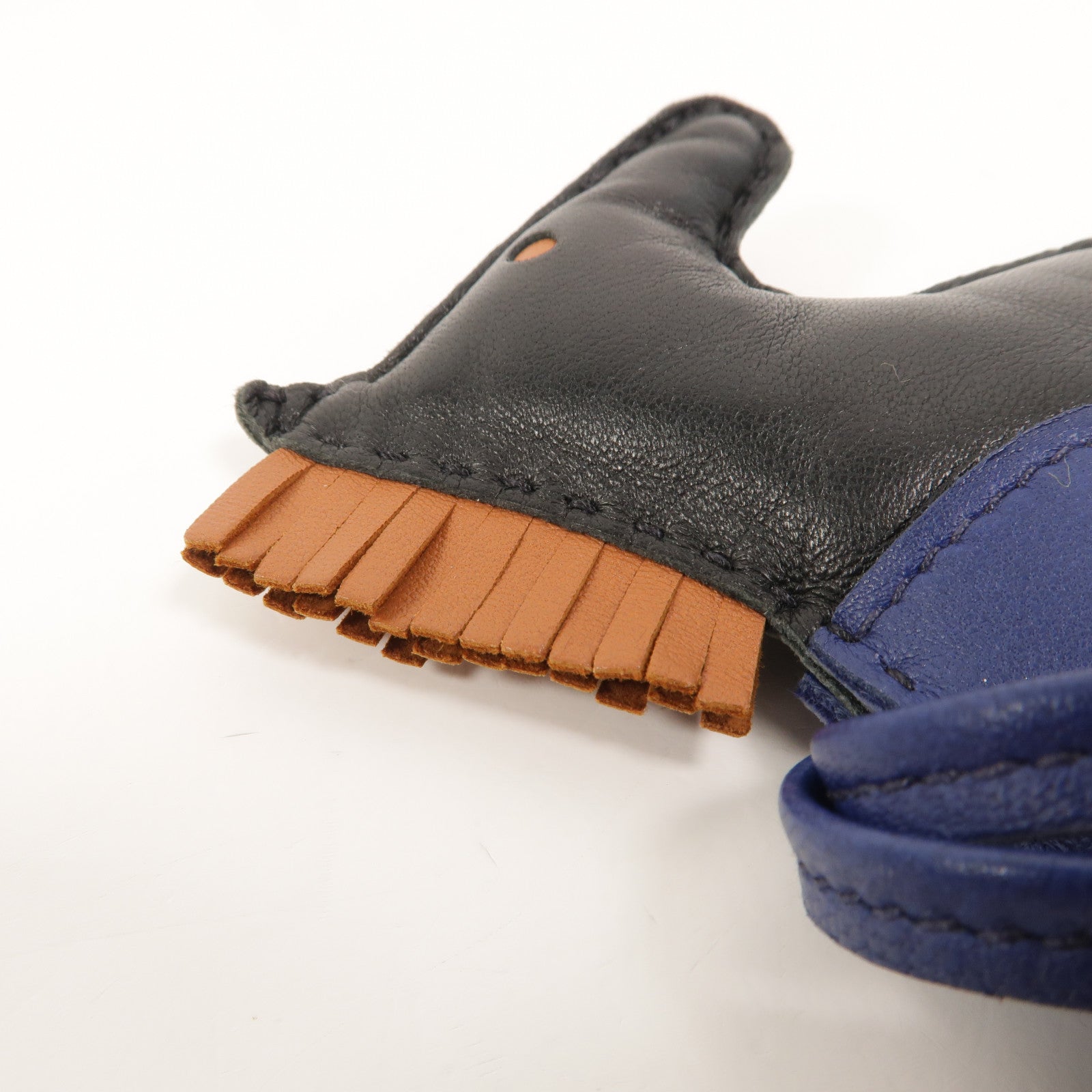 HERMES 【激減優惠】Milo皮革Rodeo MM掛飾Noir/Gold/Bleu Saphir